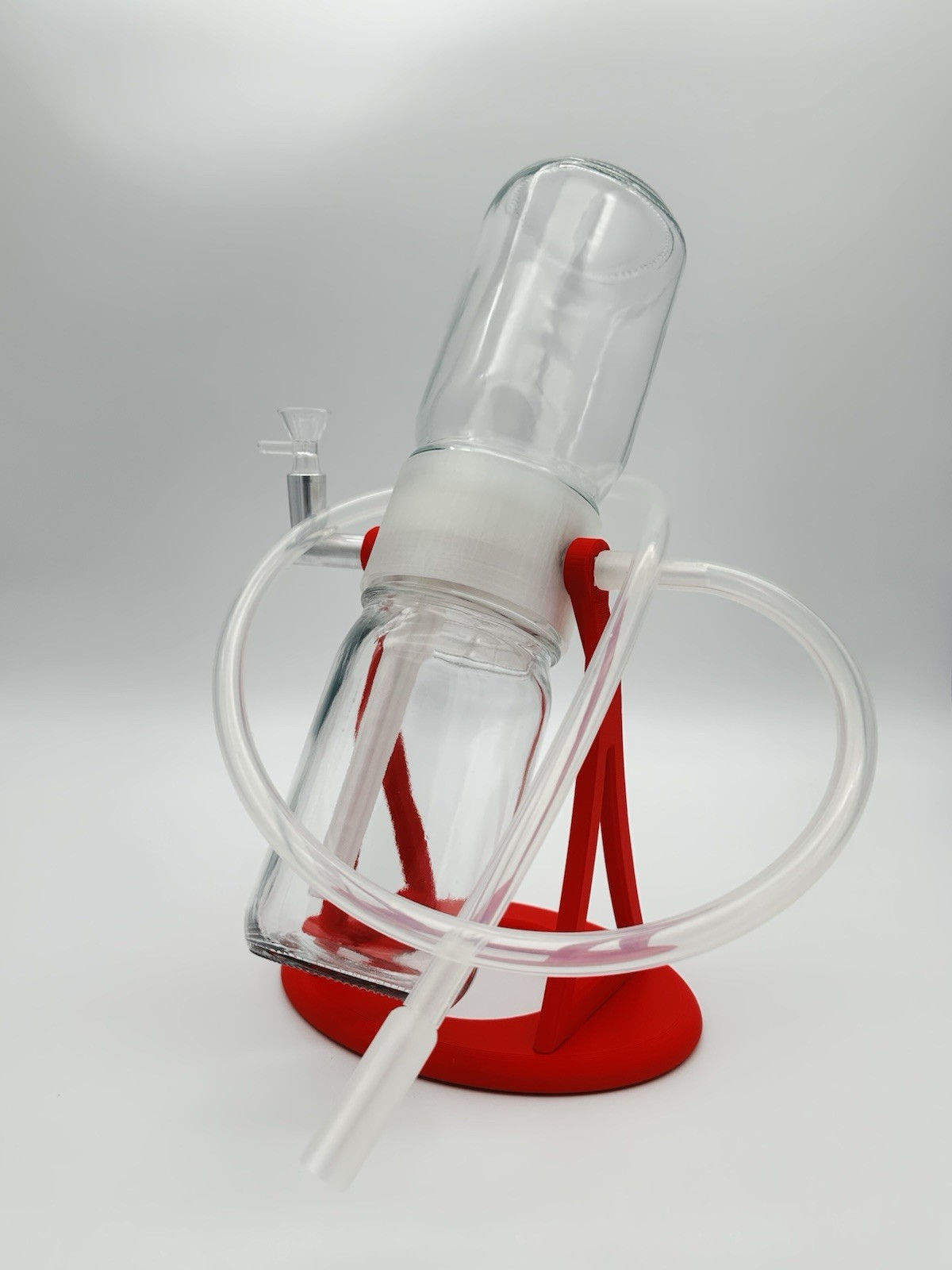360 Rotating Gravity Bong/Hookah Water Pipe. Red/Clear Edition