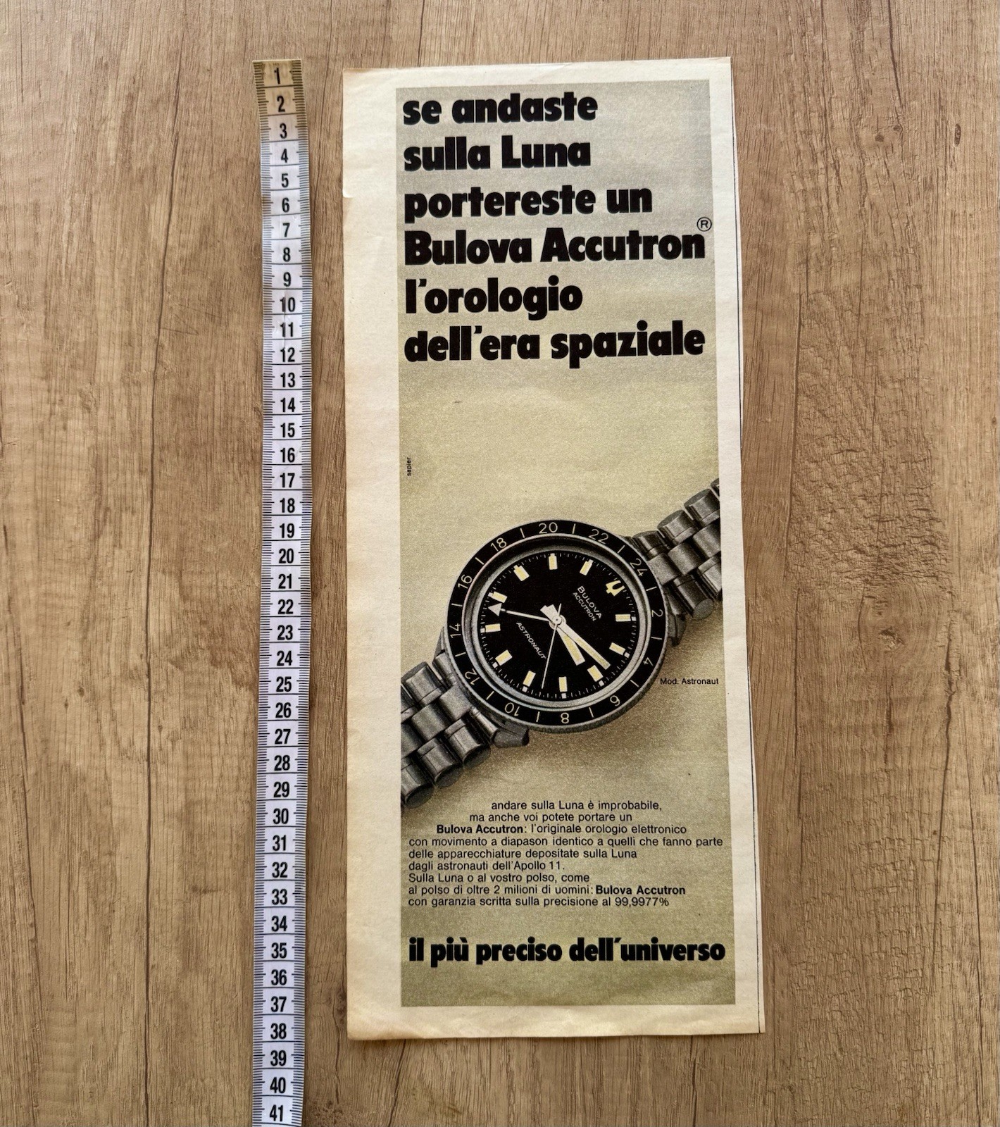 1968 BULOVA ACCUTRON MOD ASTRONAUT ADVERTISING, NEWSPAPER CLIPPING VINTAGE WATCH