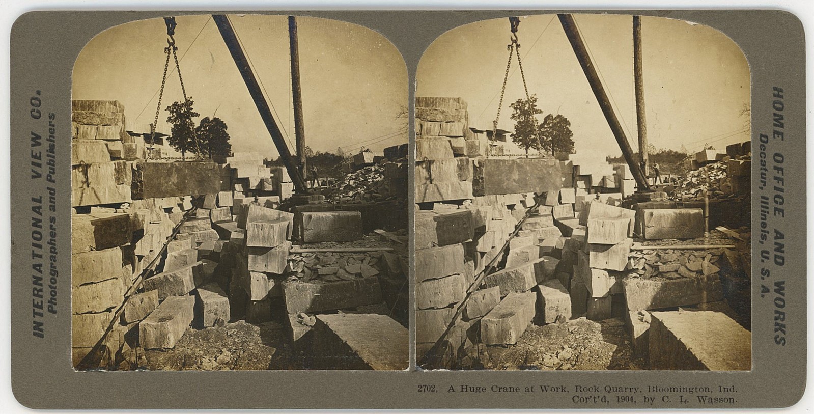 INDIANA STEREOVIEW - Bloomington - Rock Quarry - Intl View Co c1904