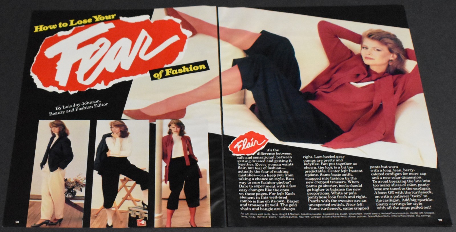 1983 Print Ad Fashion Legs Lady Heels Blonde Fear Feminine Beauty Pantyhose Art