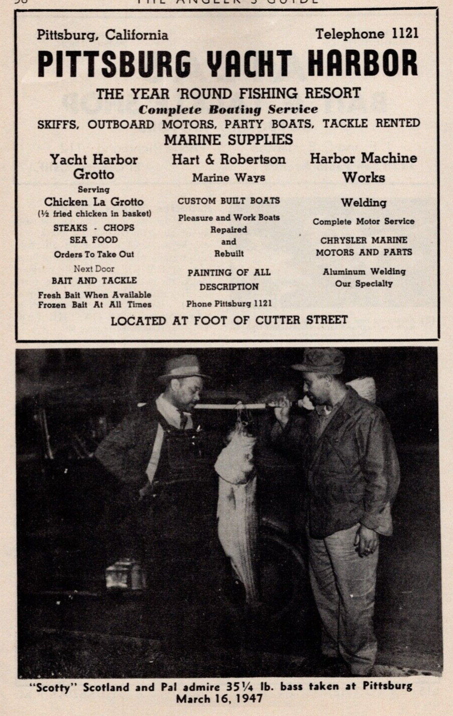 1948 Pittsburg Yacht Harbor,Marsh Creek Springs Park Resort California Print Ad