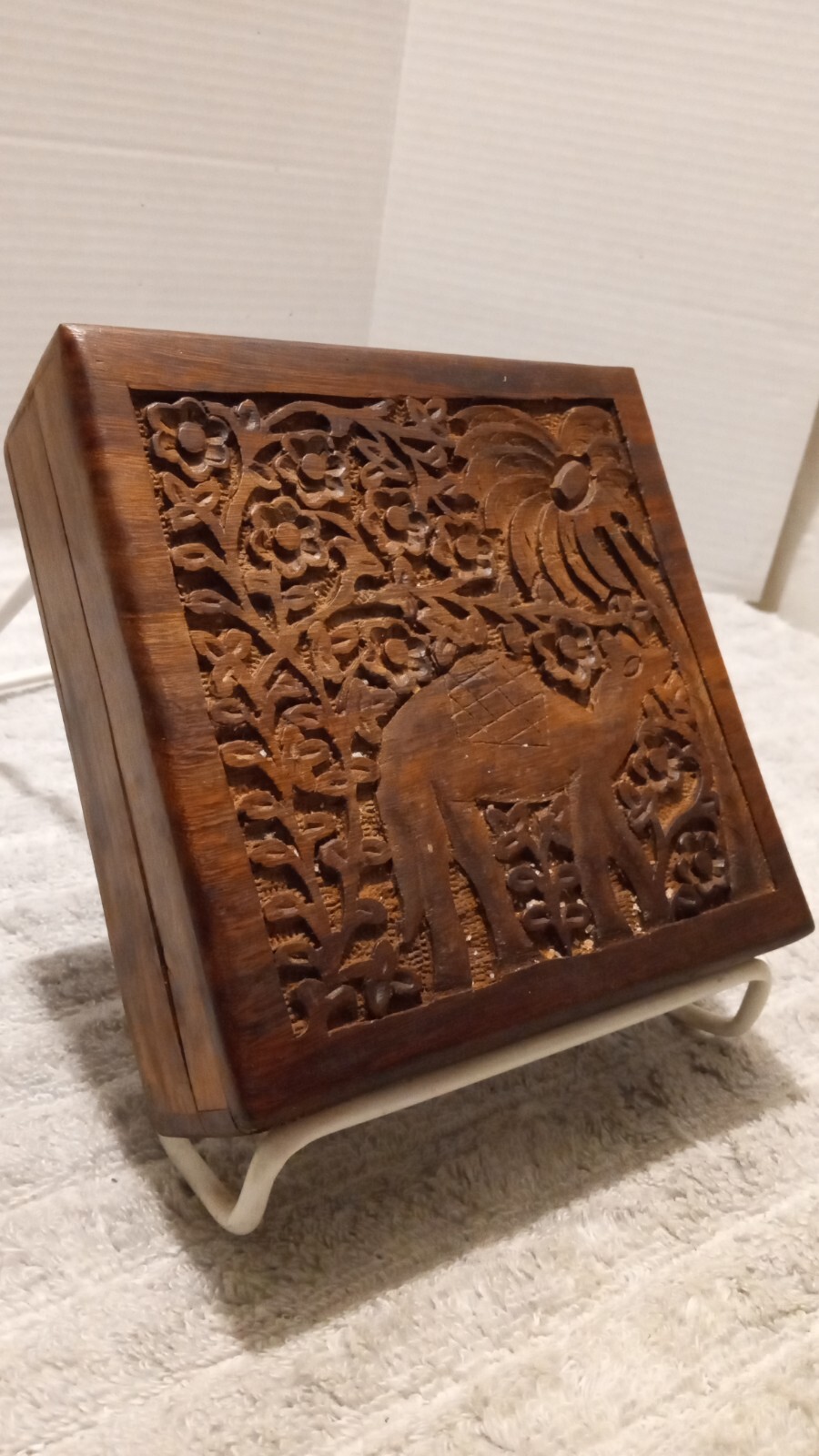 Vintage Hand Carved CAMEL Wood TRINKET Jewelry Box ~ 6\
