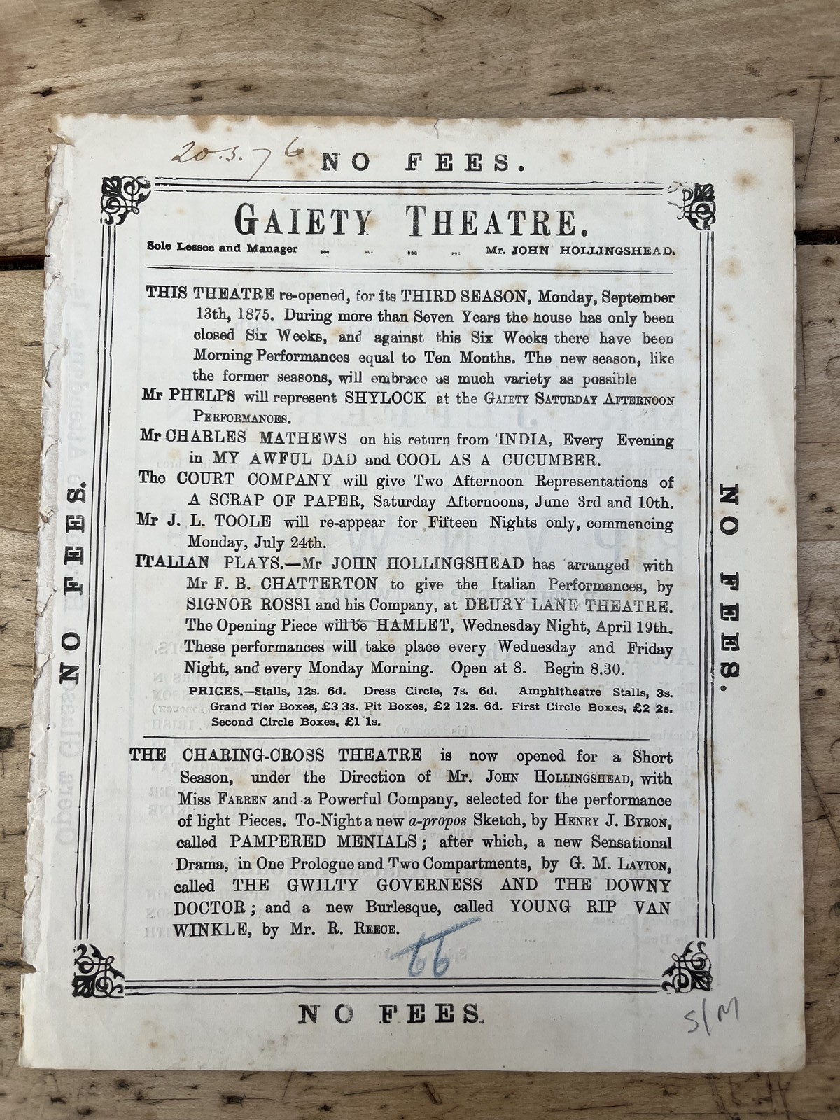 1897 St James\'s Theatre Programme Tree of Knowledge George Alexander H B Irving