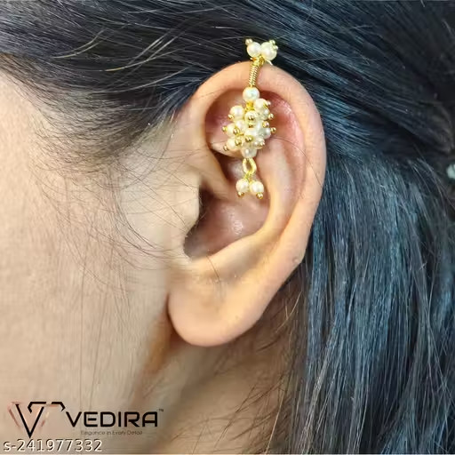 Budagi GoldenPress-On Pearl Traditional Clip-On  Fancy Earring for Women & Girls