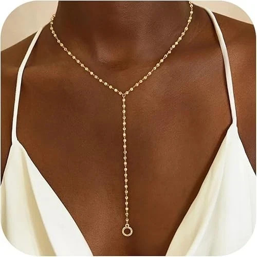 Lariat Bar Y-Lariat Long Link Beaded Chain 18\
