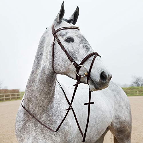 HORZE Weston Padded Leather Horse Snaffle Bridle w/ Reins Brown Warmblood HORZE Weston Padded Leather Horse Snaffle Bridle w/ Reins Brown Warmblood