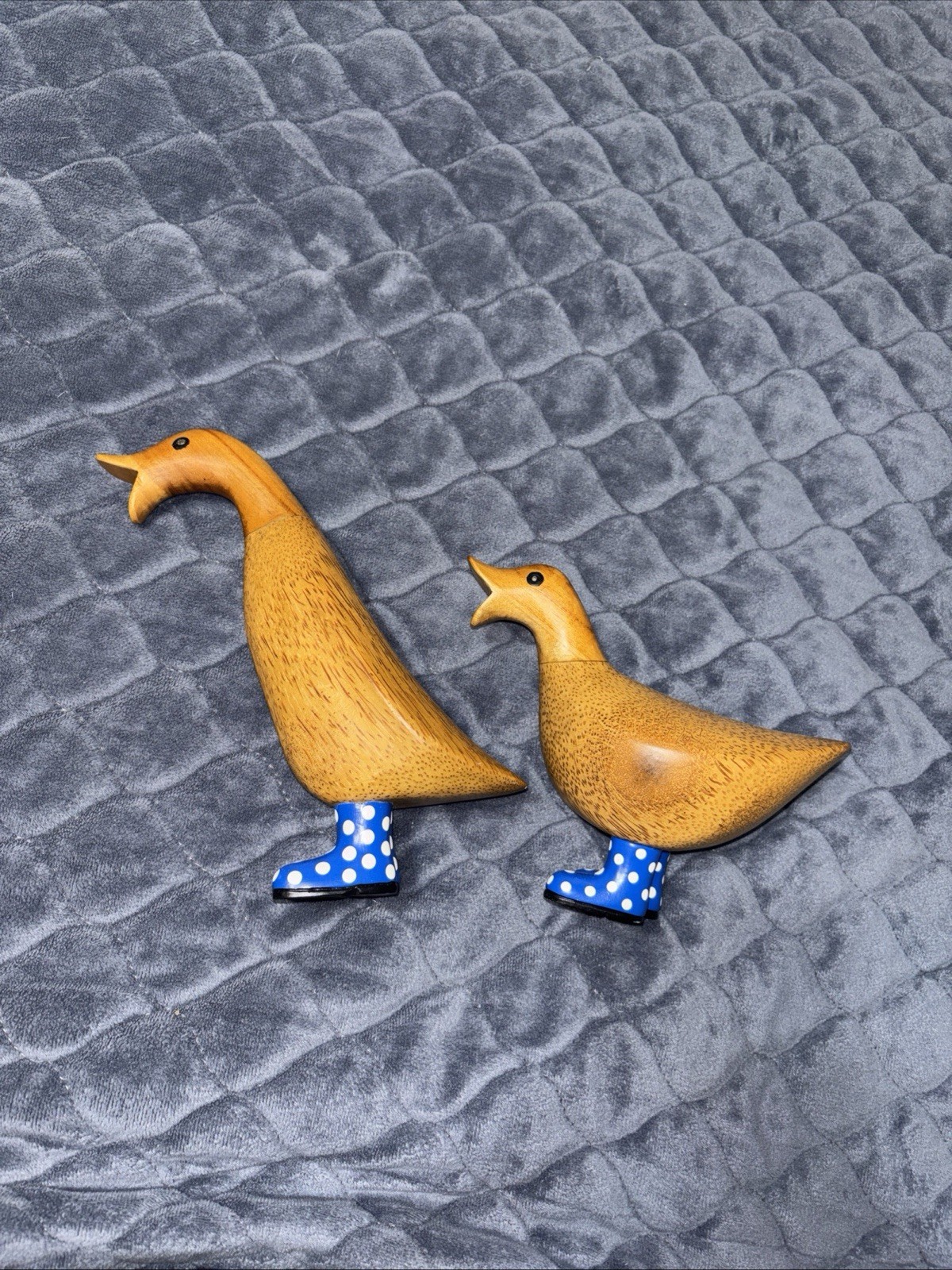 Pair Dcuk The Duck Co Wood Ducks Blue Polka Dot Rain Boots - Imogen & Alan