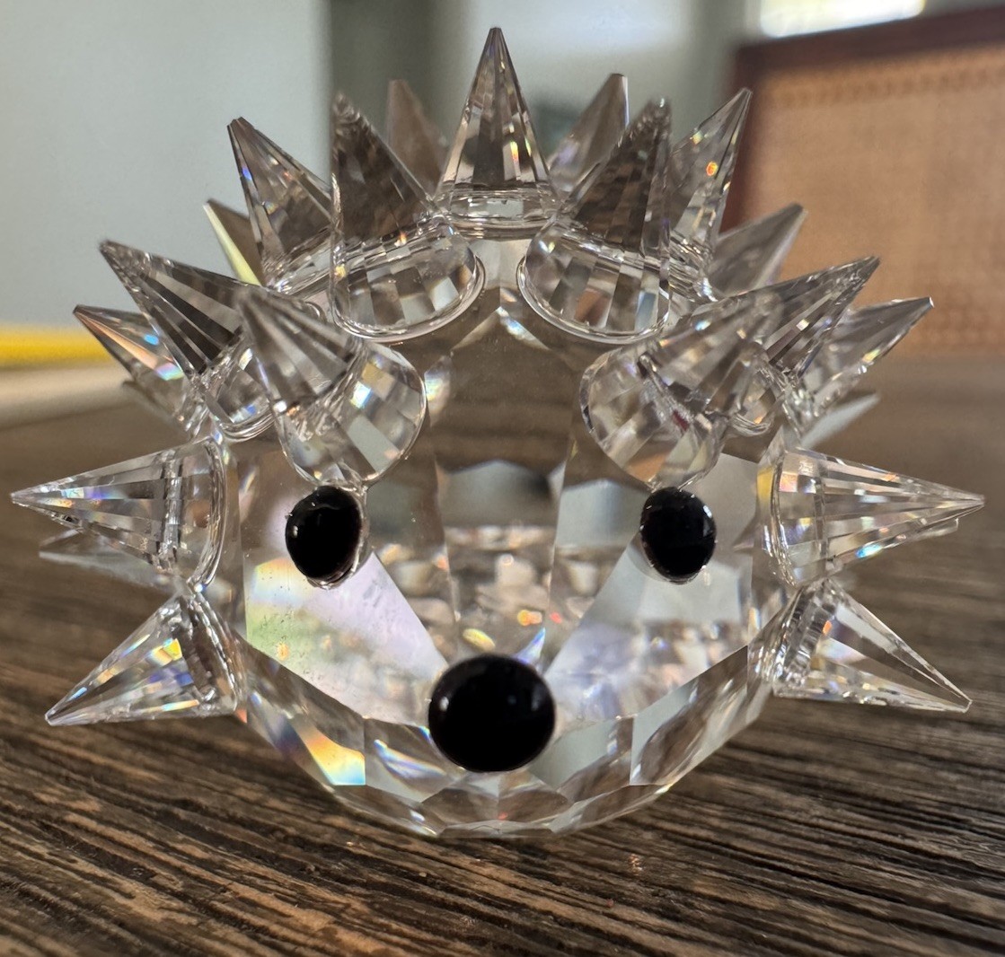 Swarovski Crystal Hedgehog Figurine, Signed w/ Swarovski On The Bottom Sparkles