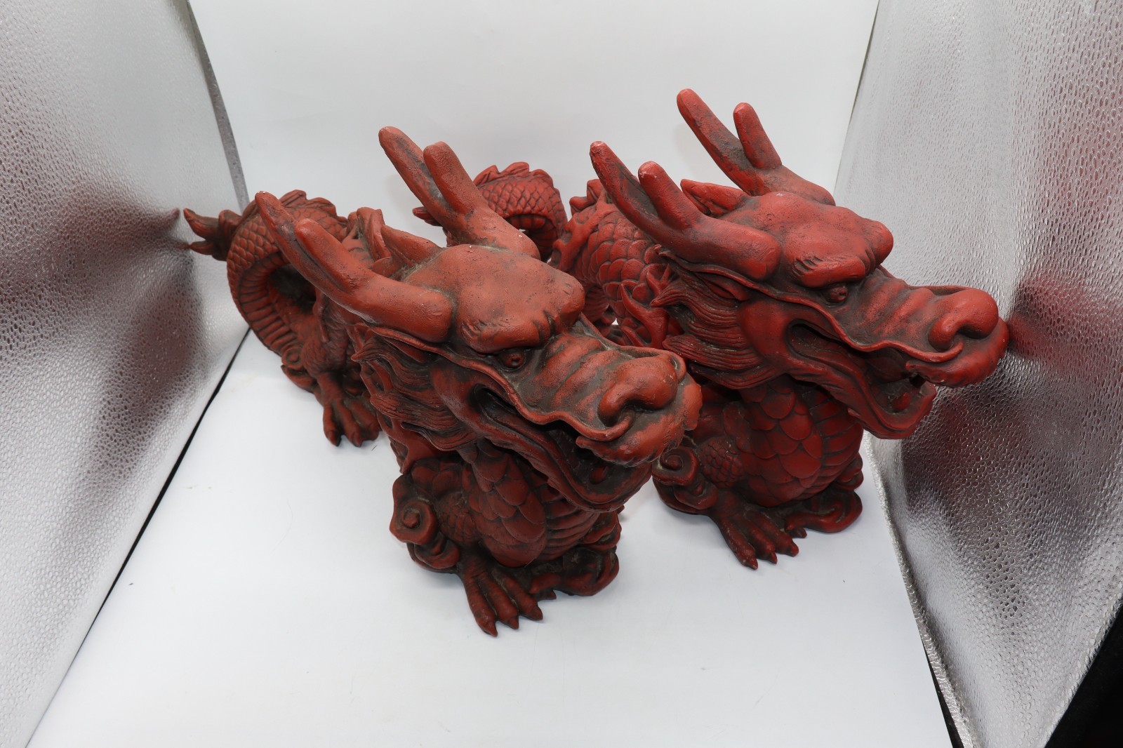 x2 Vintage Chinese Water Dragon Red Large 18