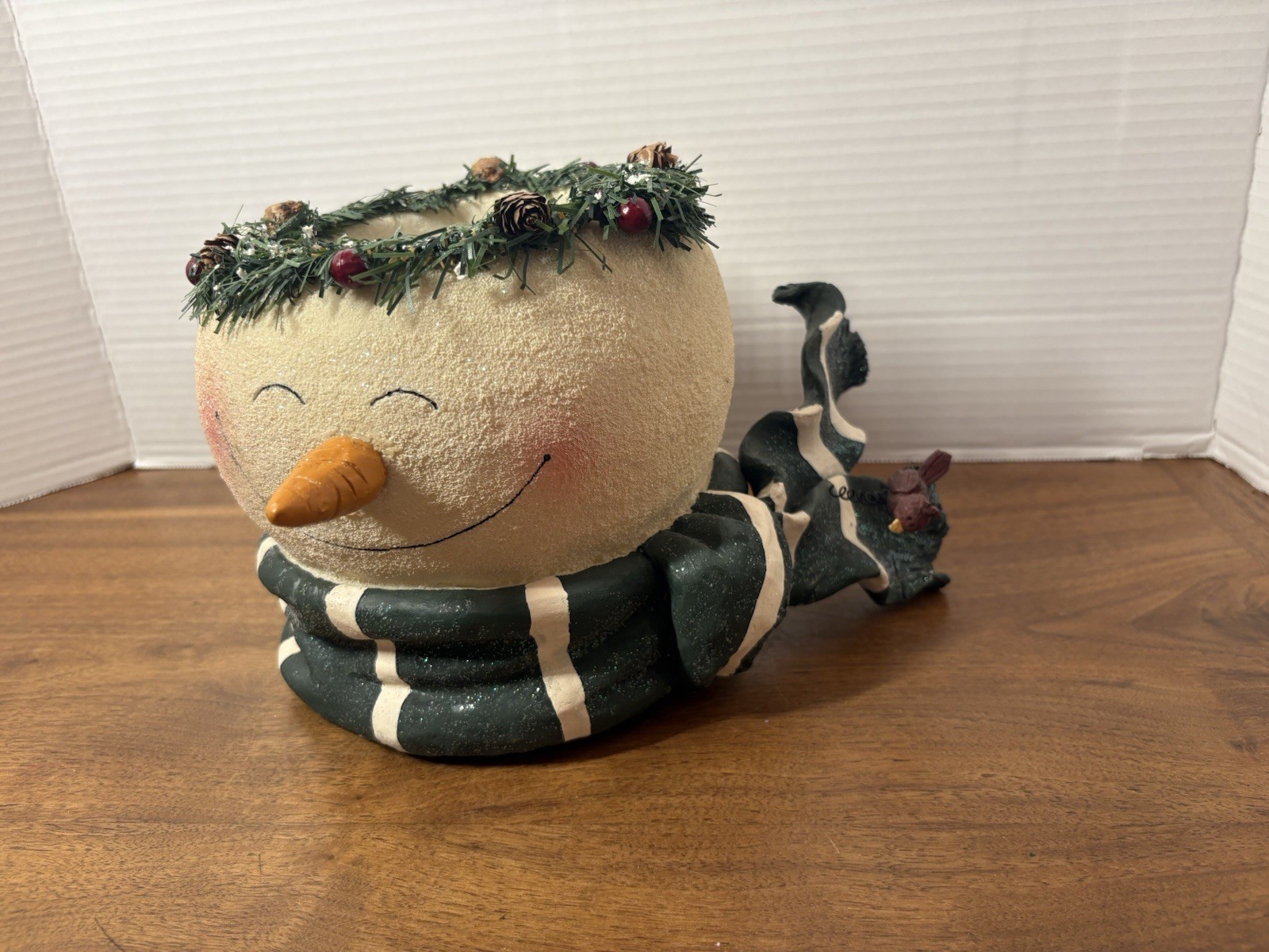 Crazy Mountain Snowman Head Candle Holder Candy Dish Planter