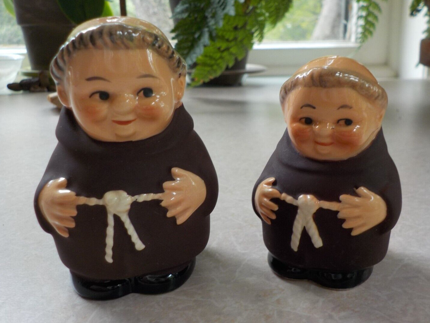 Goebel Friar Tuck Porcelain Salt & Pepper Shakers, SIGNED on bottom