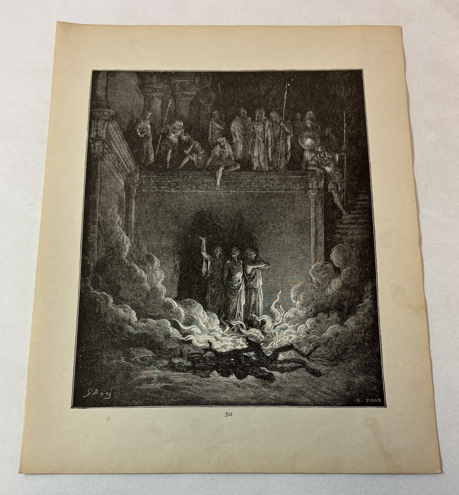 1889 Gustave Dore Bible print ~ THE FIERY FURNACE
