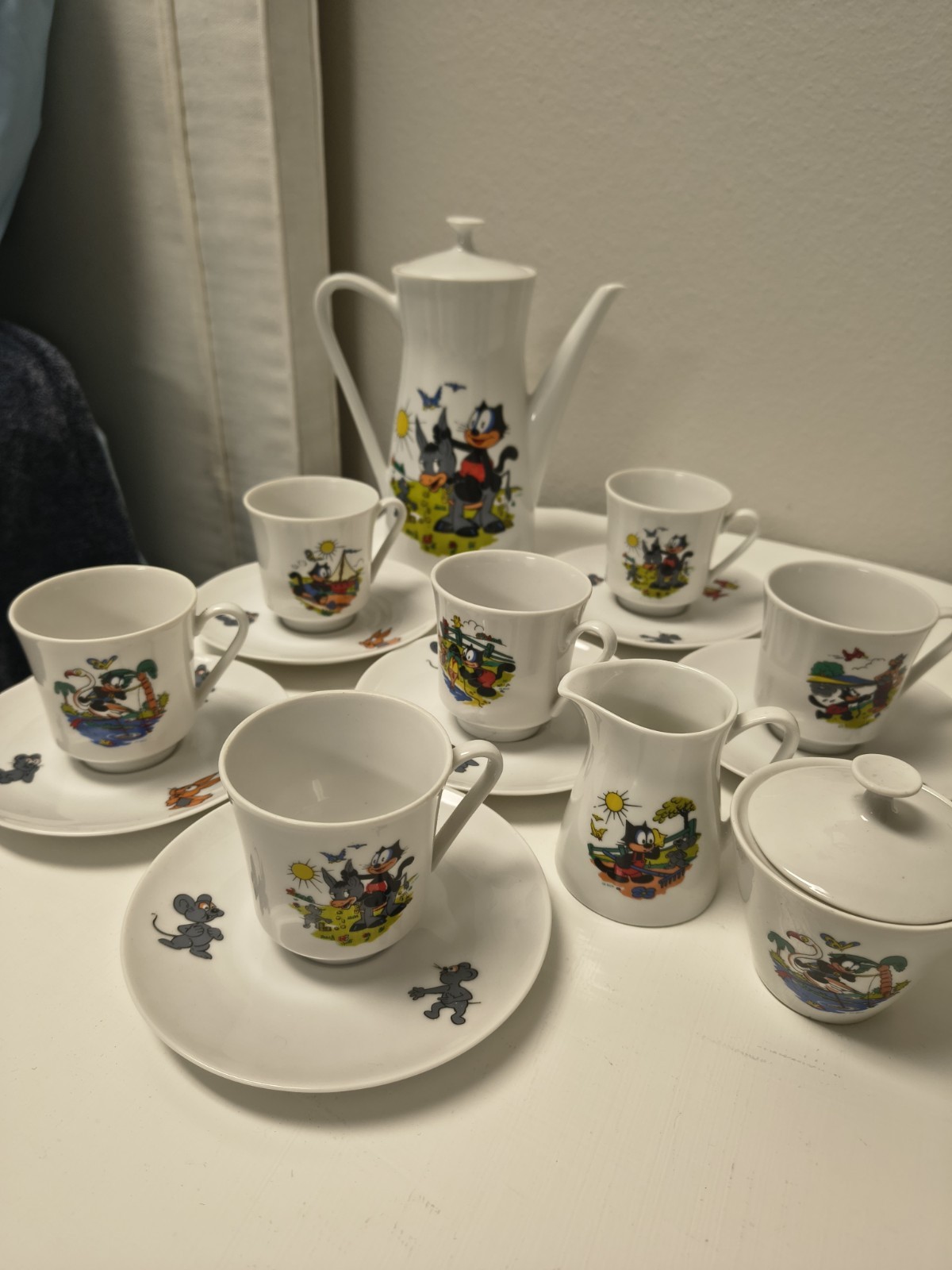 VINTAGE WINTERLING GERMANY FELIX THE CAT TEA SET PORCELAIN *Set Of 6*