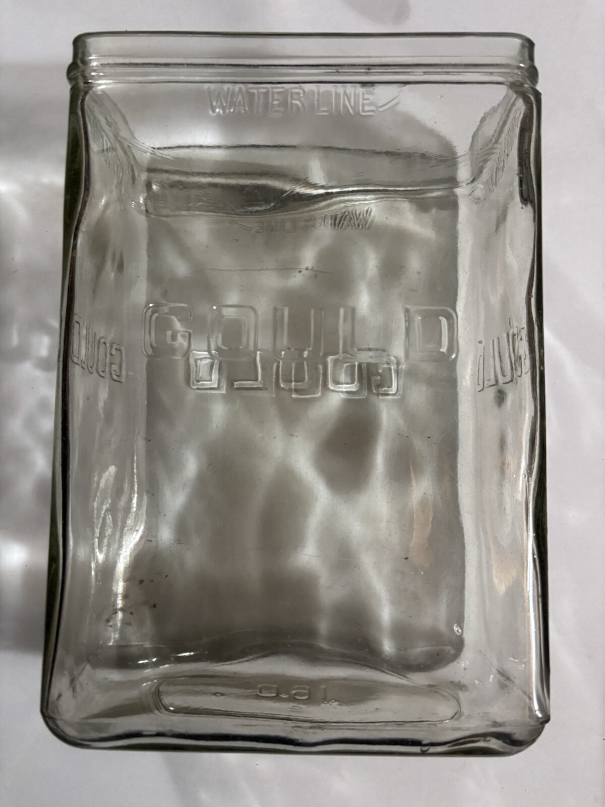 Antique Large GOULD Aqua Glass Farm House Battery Jar 13 1/2