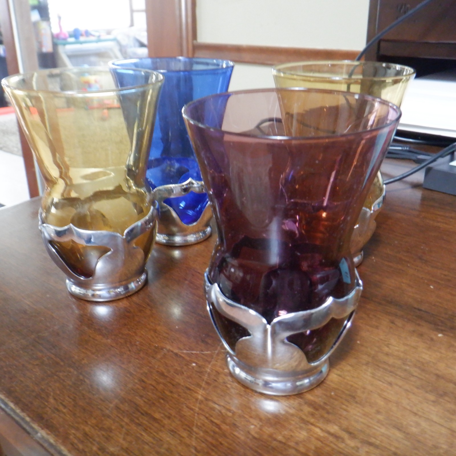 Vintage Krome Kraft Farber Bros NY Stemless Wine Glasses 5\