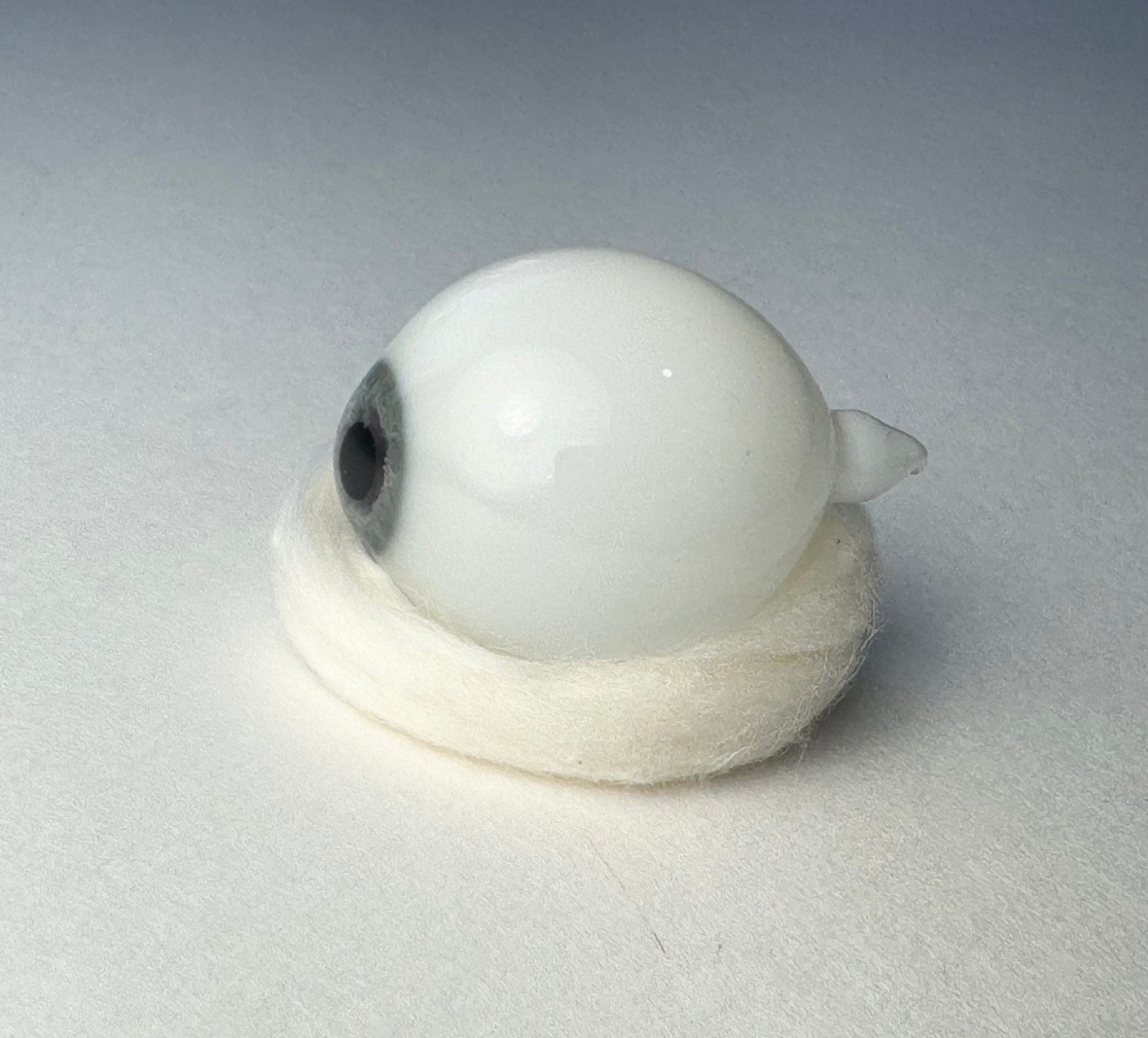Antique German hand-blown human prosthetic glass eye.  Full eyeball.  Blue.