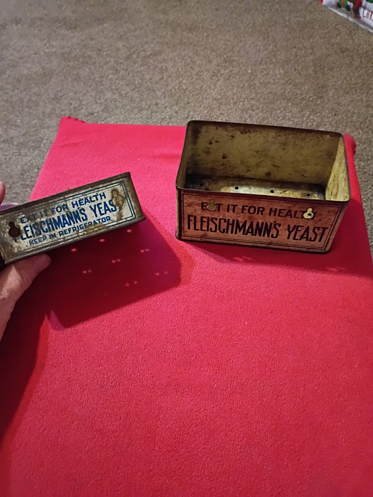 Vintage Fleischmann's Yeast Wall Hanging Tin Lot Of 2 Country Store Advertising 
