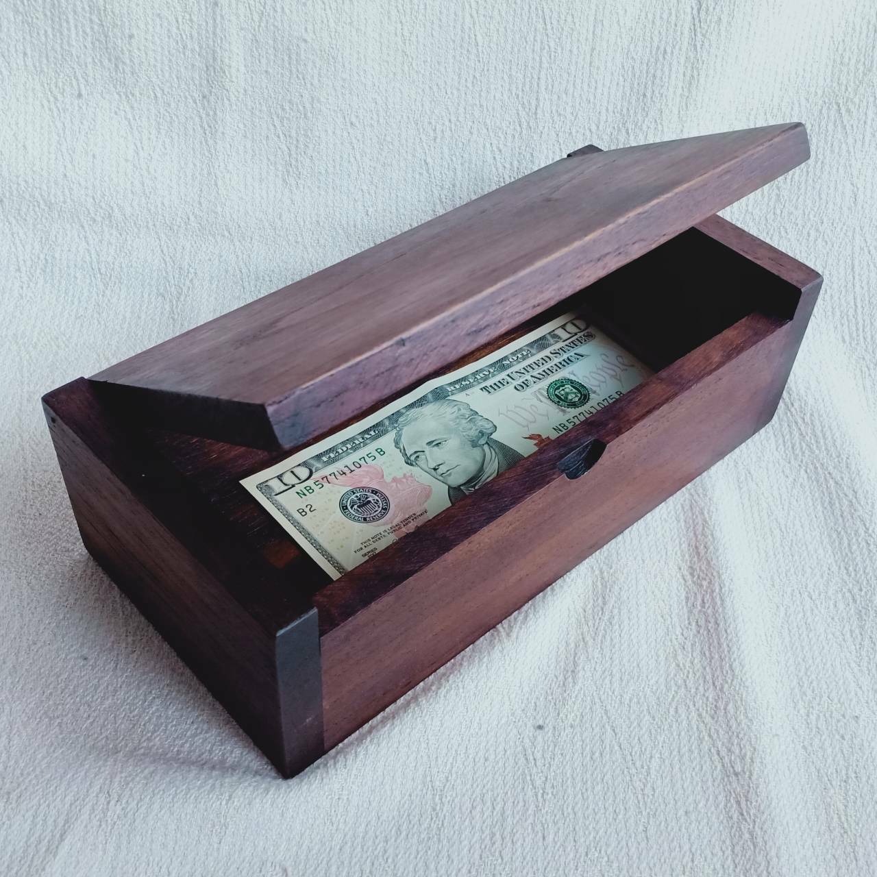 Wooden Money Vintage Box 4x8x2.5 Inch Bank Coin Note Cash Storage Case Trinket