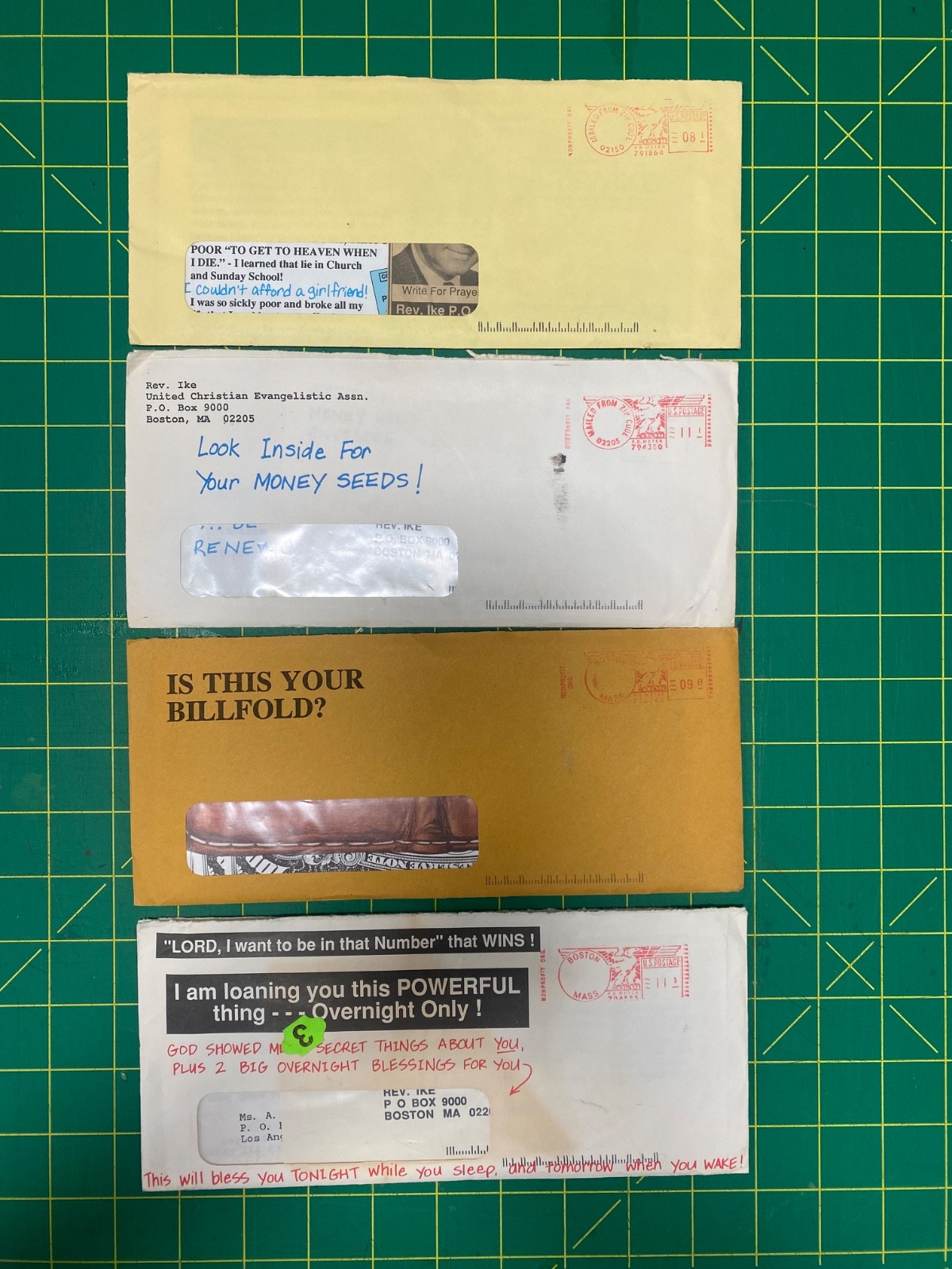 Vintage Rev Ike 4 Different Letters Requesting Donations