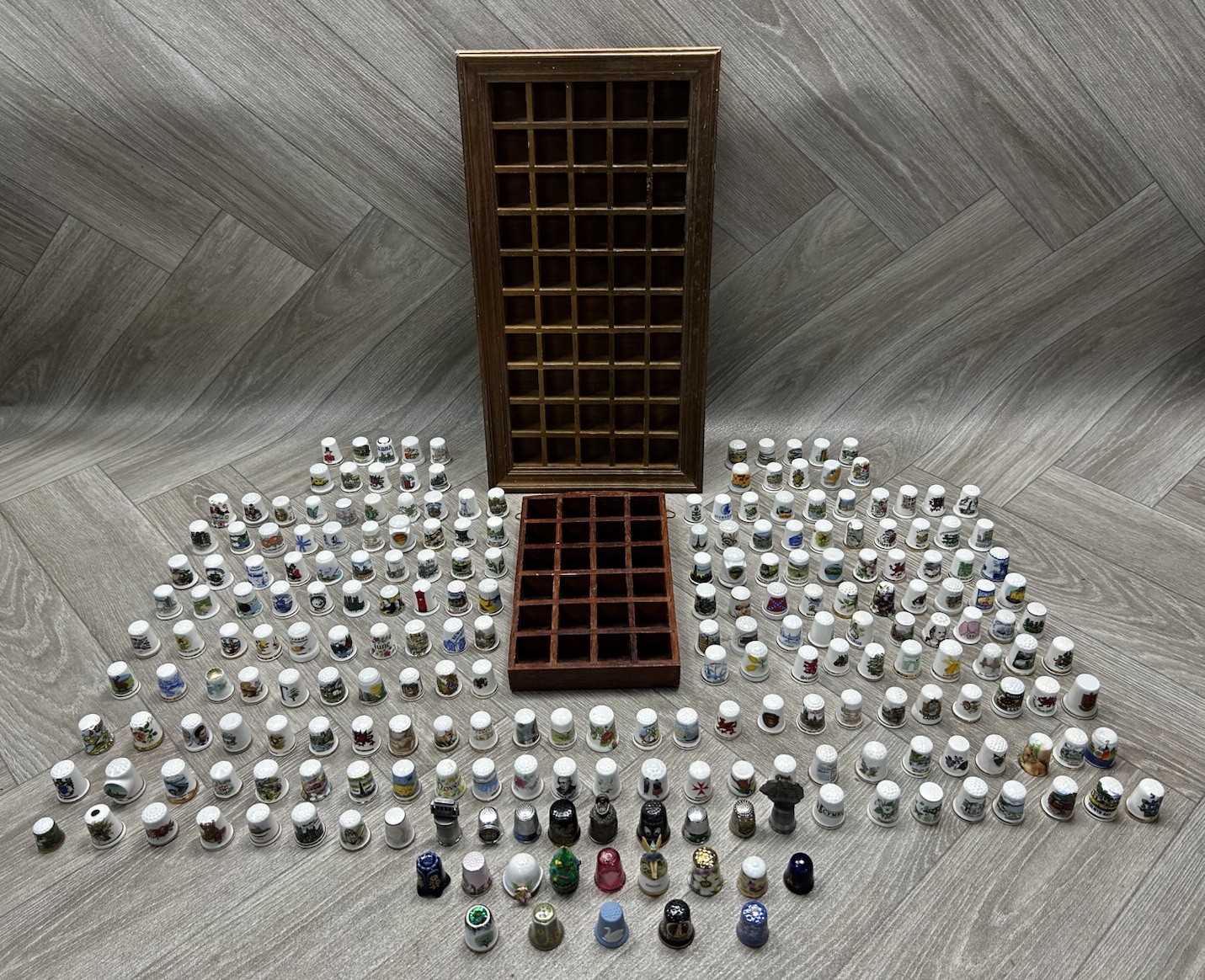 Job Lot of 199 Thimbles Various Makers Some Vintage With Displays Bundle