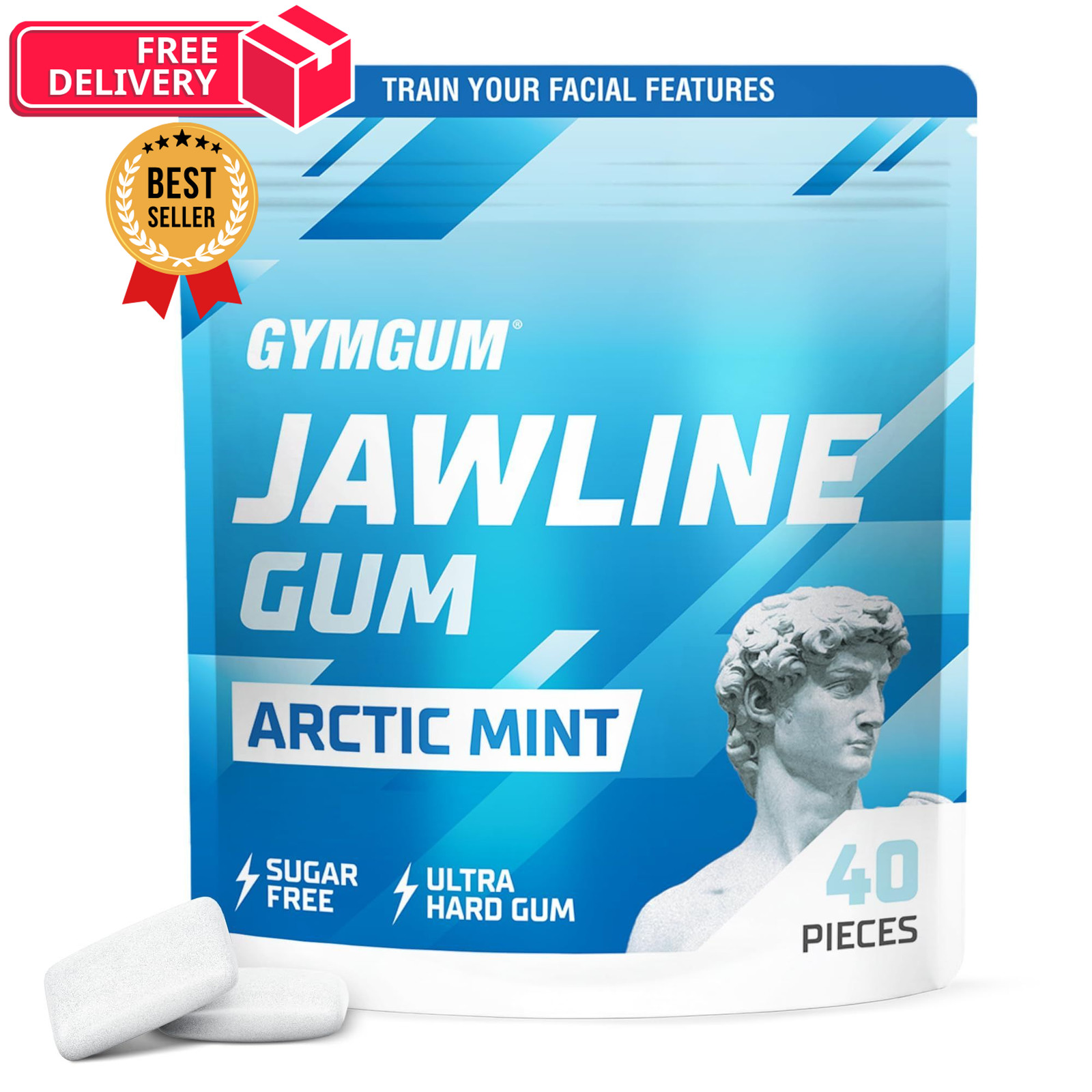 Gymgum Jawline Gum | Hard Chewing For Jaw 40 Count (Pack of 1), Green Gymgum Jawline Gum | Hard Chewing For Jaw 40 Count (Pack of 1), Green