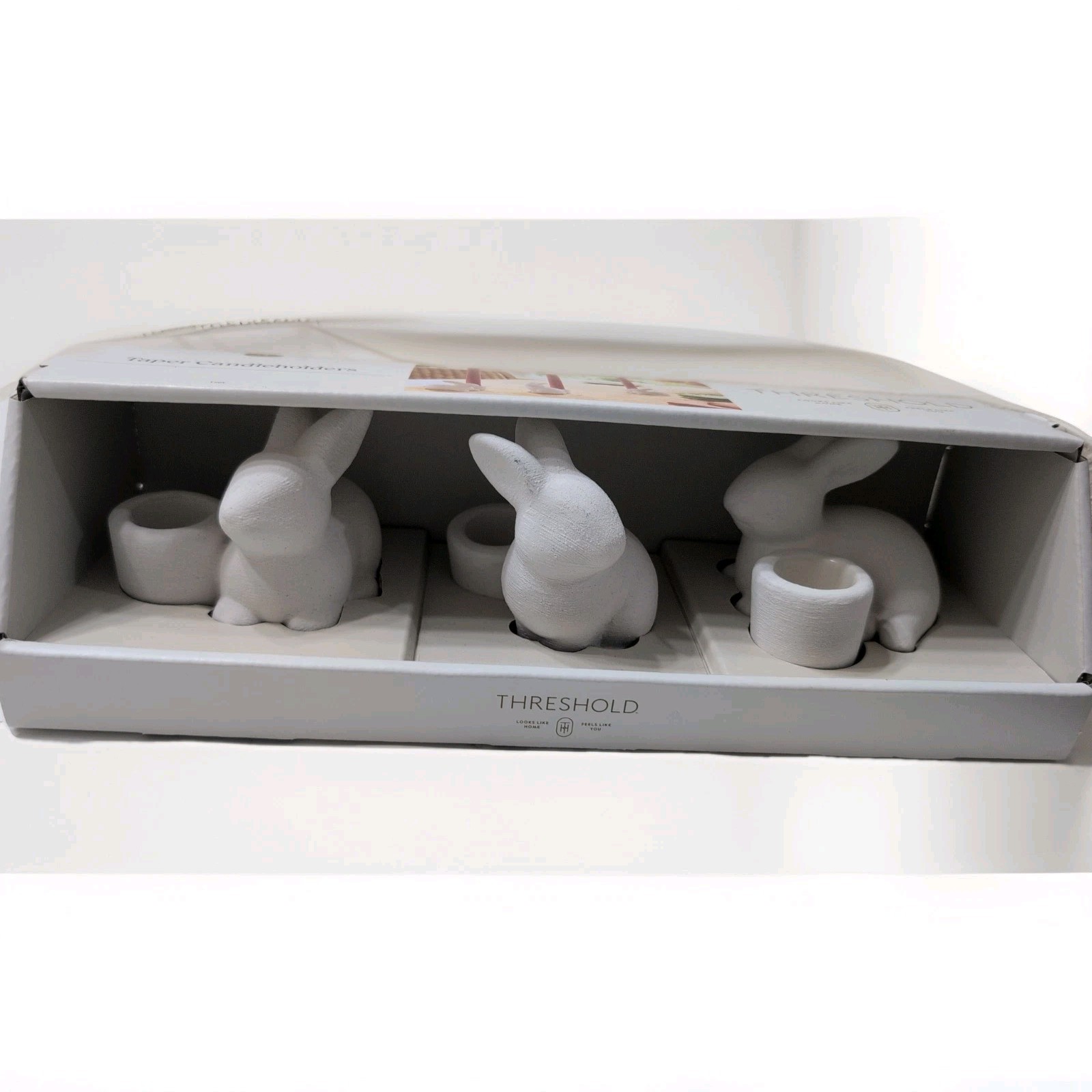 Target Threshold 2026 Easter Spring Ceramic Bunny Taper Candle Holders NEW 
