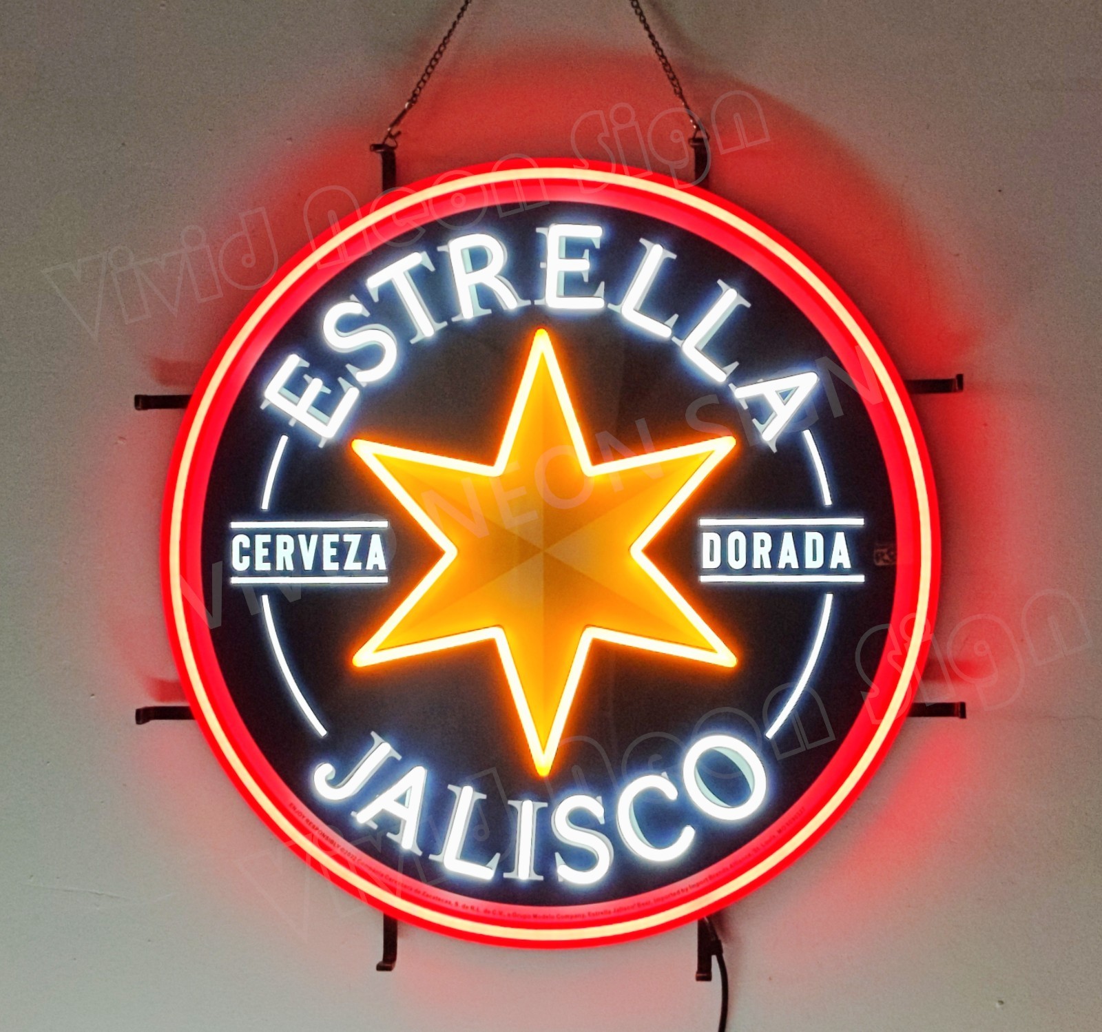 Estrella Jalisco Cerveza Beer Vivid LED Neon Sign With Dimmer Hanging AR 24\