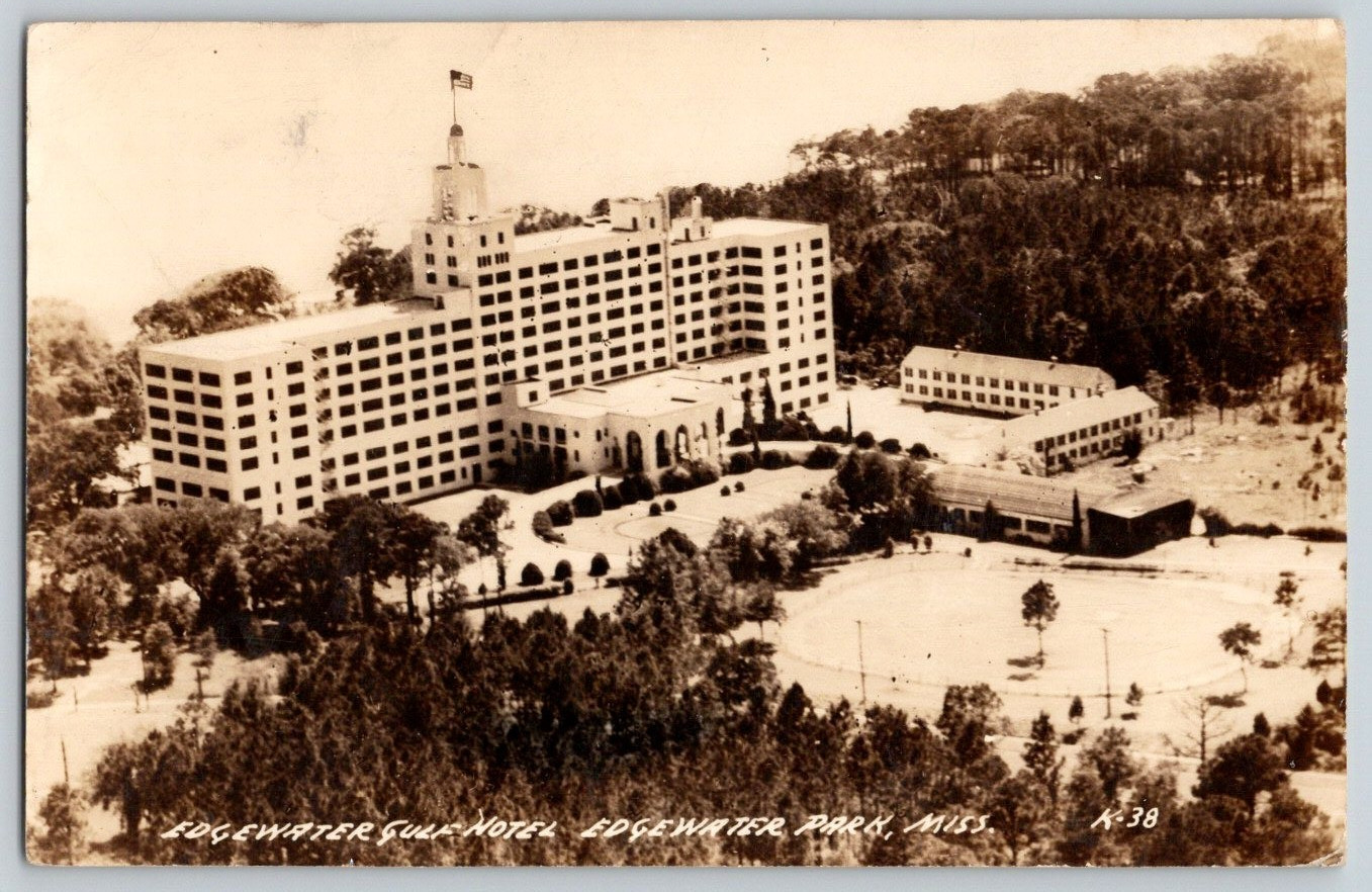 Vingtage Rare RPPC Edgewater Gulf Hotel Edgewater Park MS L.L. Cook Co Postcard