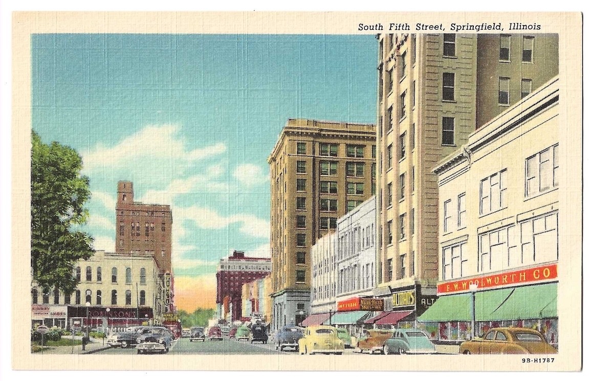 Springfield Illinois c1940\'s South Fifth Street business district, F W Woolworth
