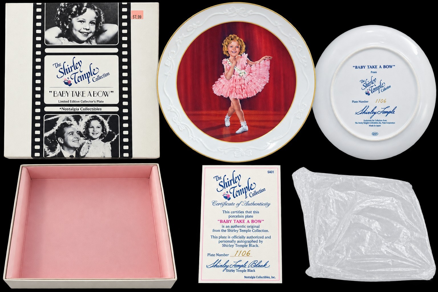Vintage Shirley Temple SIGNED Baby Take A Bow Plate #1106/2500 COA Box 1982