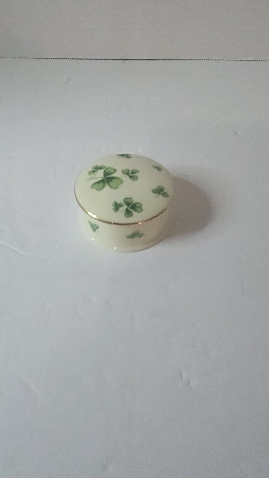 Vintage Lefton China Clover Trinket Box Very Nice Original Tag Fast Shipping 