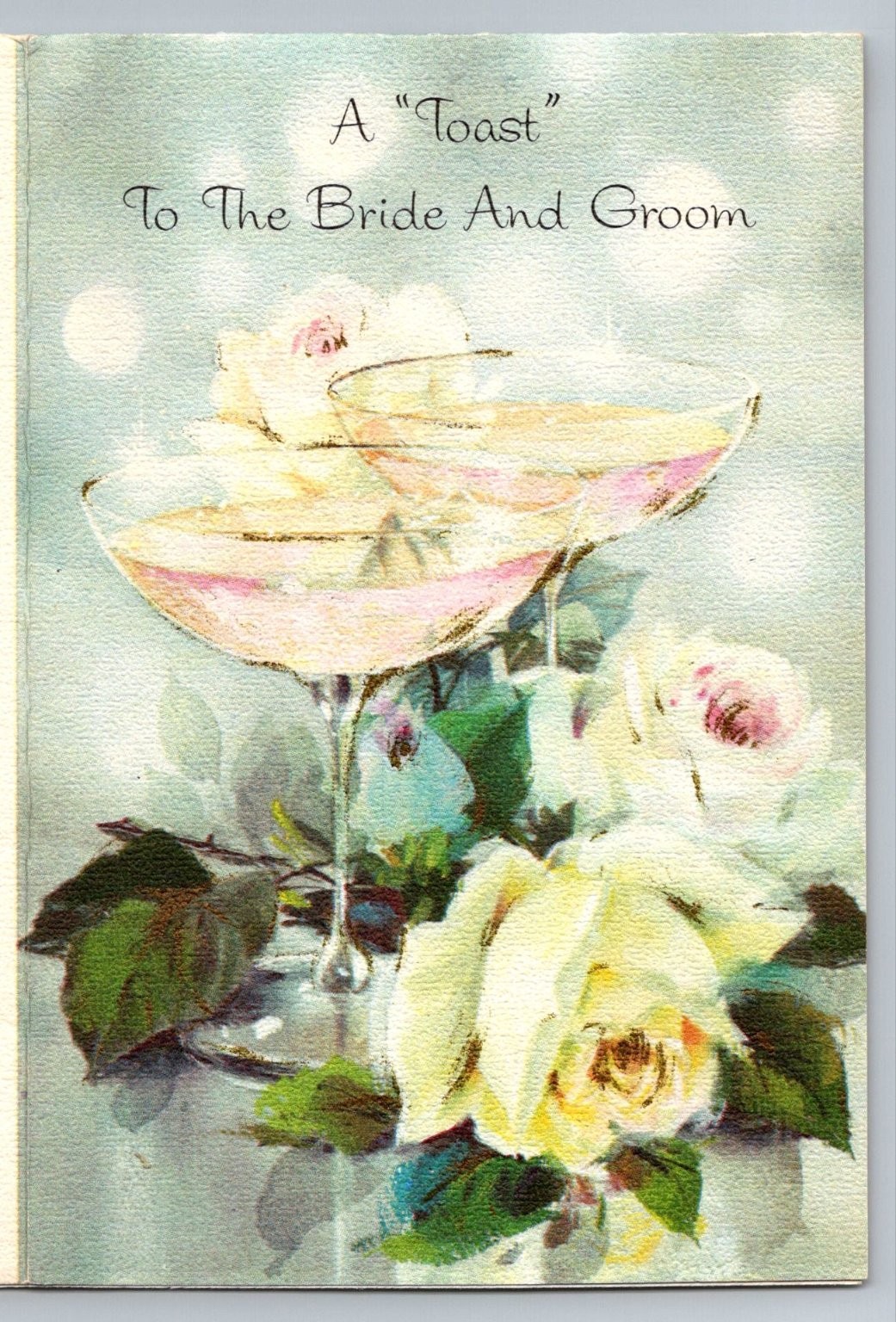 Vintage Forget Me Not Wedding Greeting Card A Toast Bride & Groom Roses Yellow Vintage Forget Me Not Wedding Greeting Card A Toast Bride & Groom Roses Yellow
