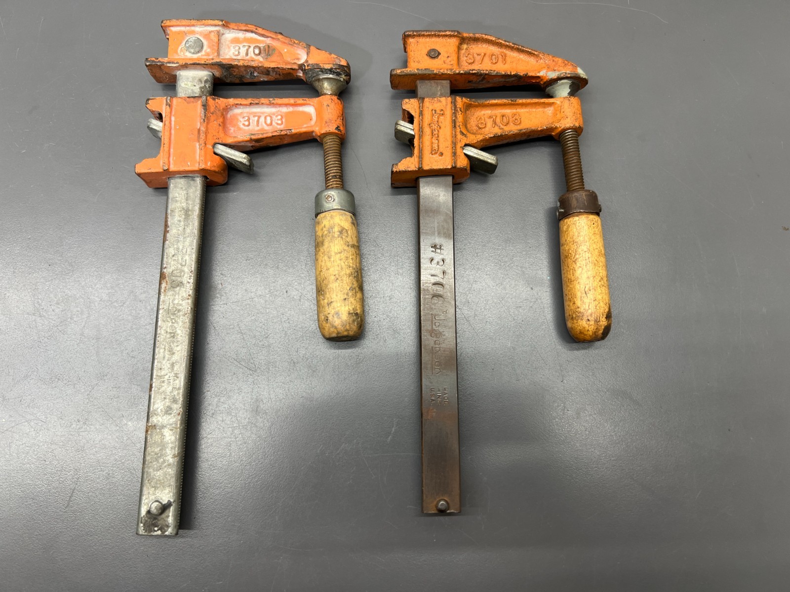 (v) VINTAGE JORGENSEN 2PC 3706 6 INCH BAR CLAMP SET - MADE IN USA