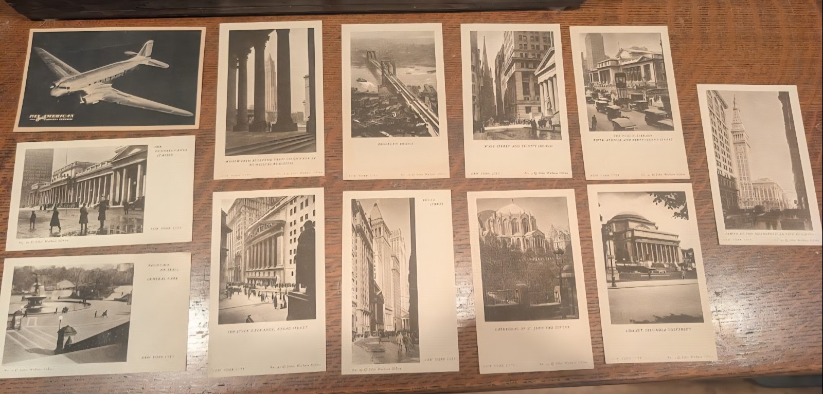 12 Pc Antique Postcards - 11 J.W. Gillies NY Landmarks + 1 Pan-American UNUSED