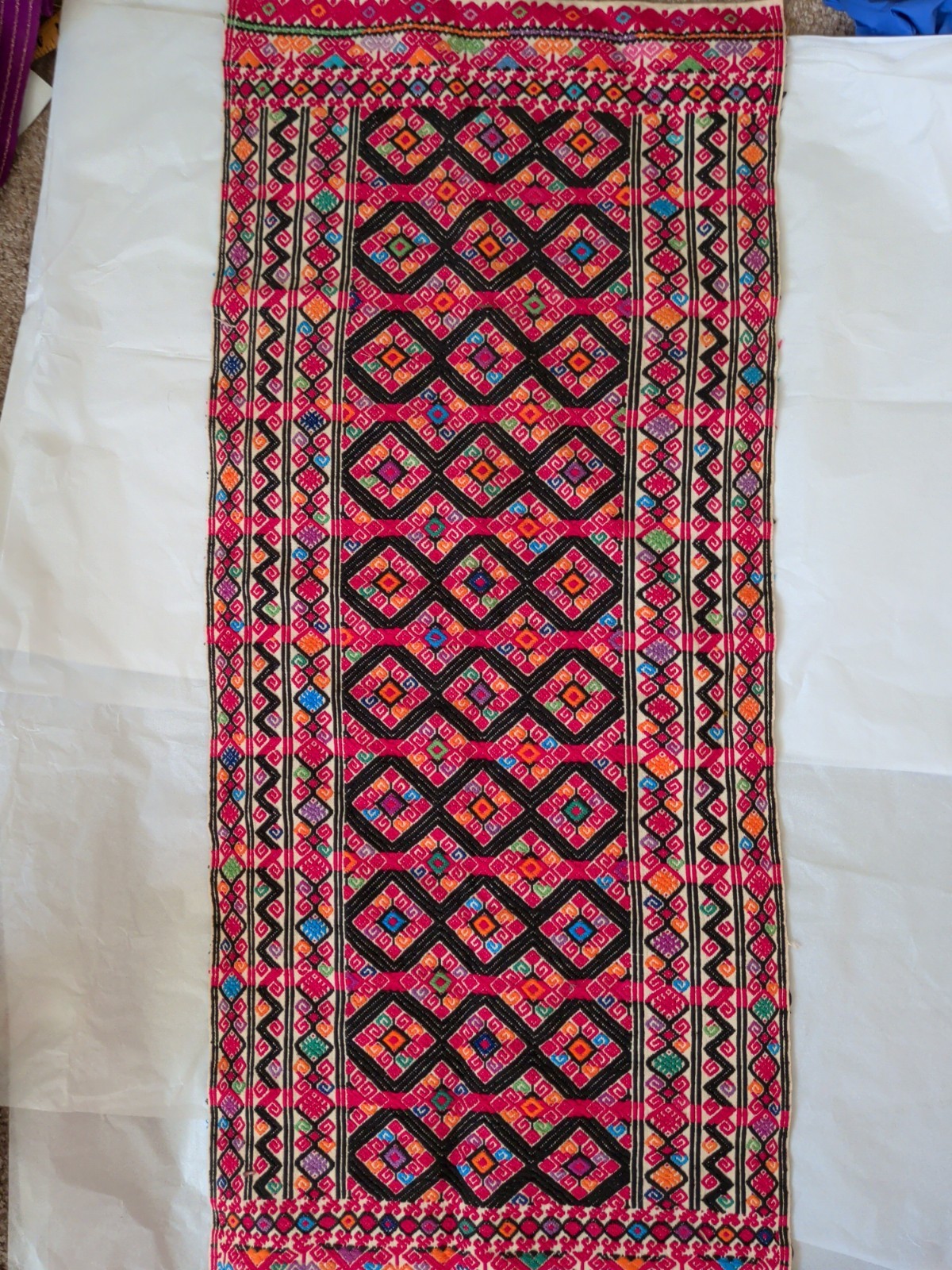 Vintage Guatemalan Huipil Textile panel Hand Loomed 36X16
