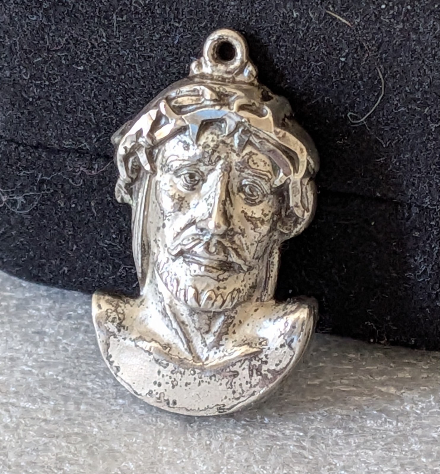 Vintage Jesus Crown of Thorns Sterling 3D Pendant Signed Creed Heavy 15 grams