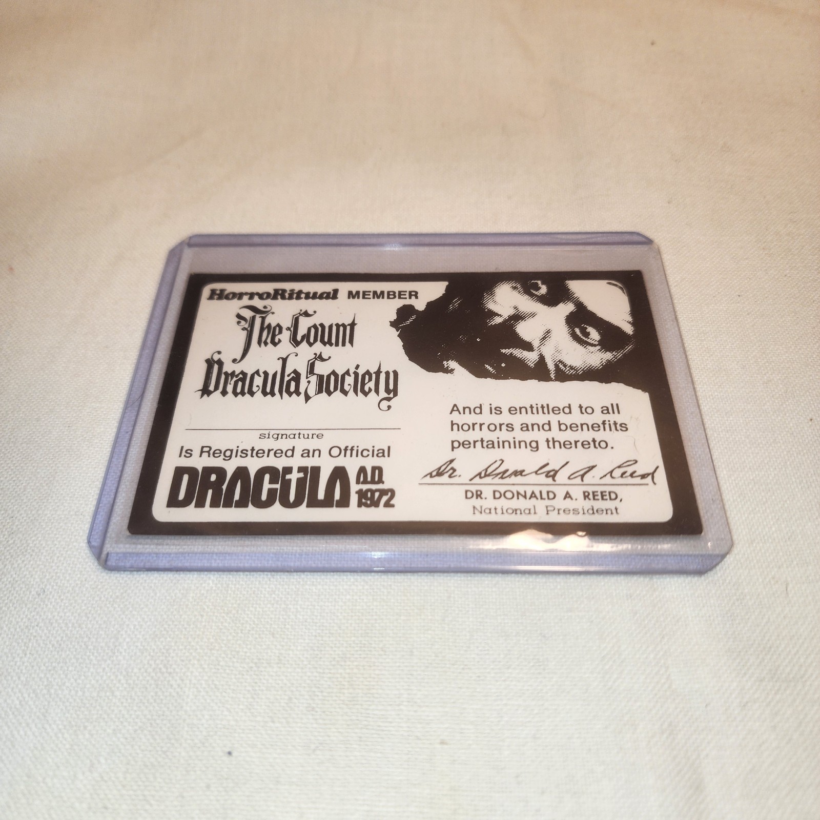 Vtg HorrorRitual Member The-Count Dracula Society 1972 Dr. Donald A. Reed 