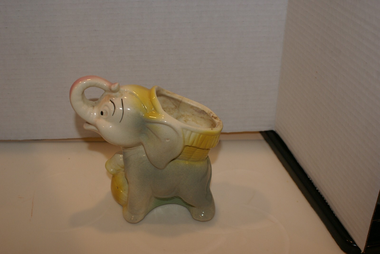 Vintage Mid Century MCM Japan Ceramic Elephant Planter Decor Hand Painted 5\