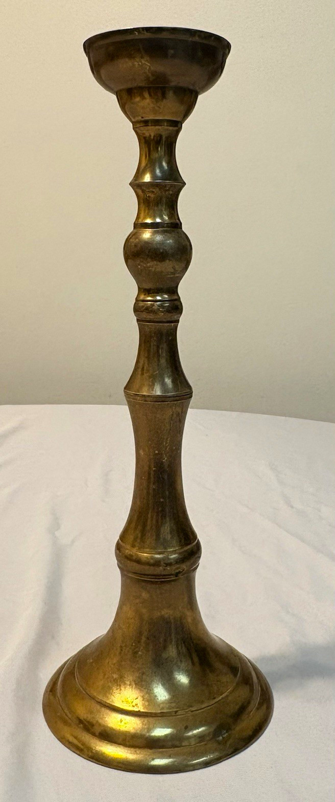 12” Vintage Japan Brass Candlestick Holder Tall Turned Taper Candle MCM Decor
