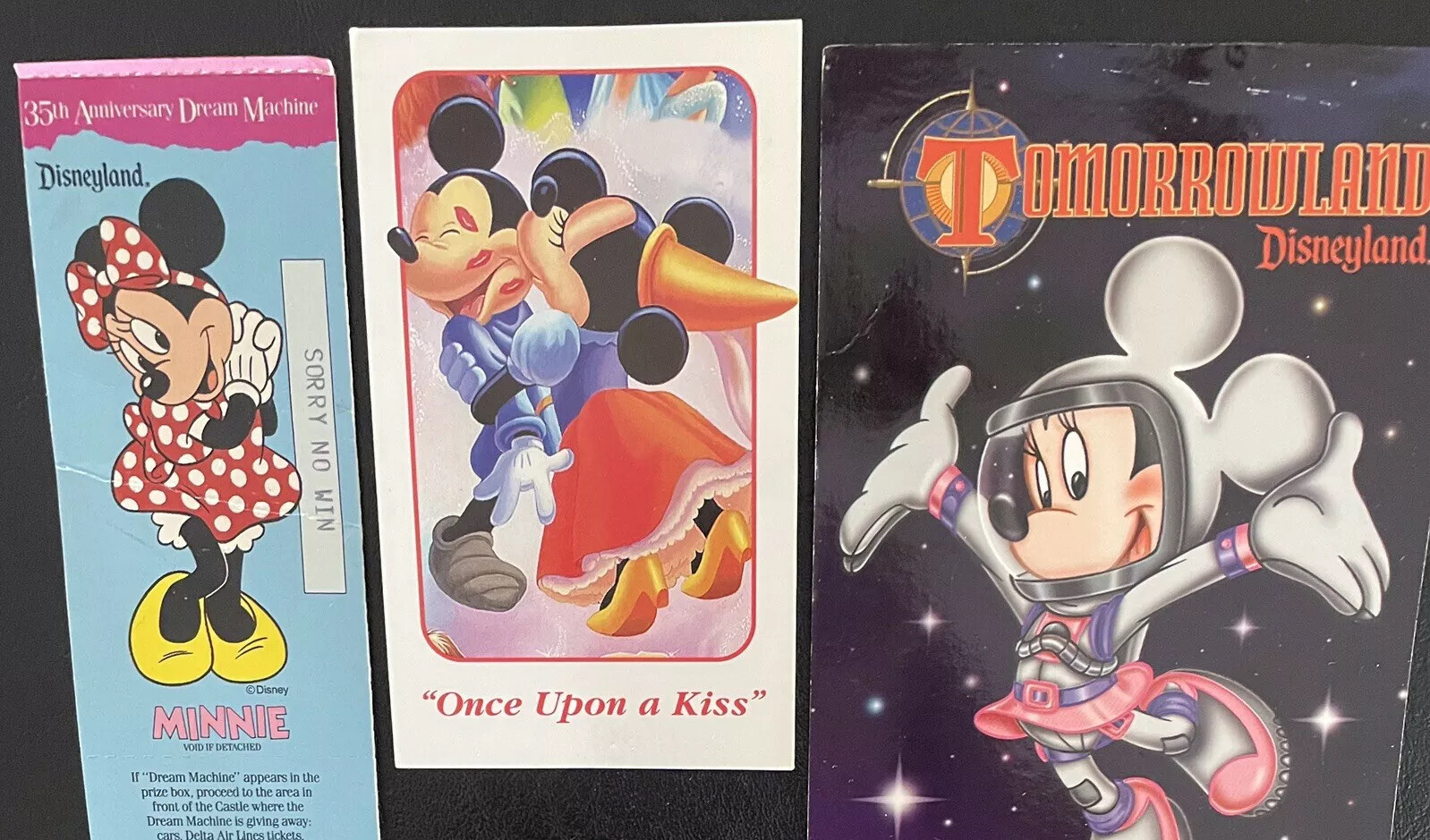 REDUCED 3 NEW DISNEYLAND MINNIE ITEMS-35th DREAM CARD-TOMORROWLAND-MAGIC KISS