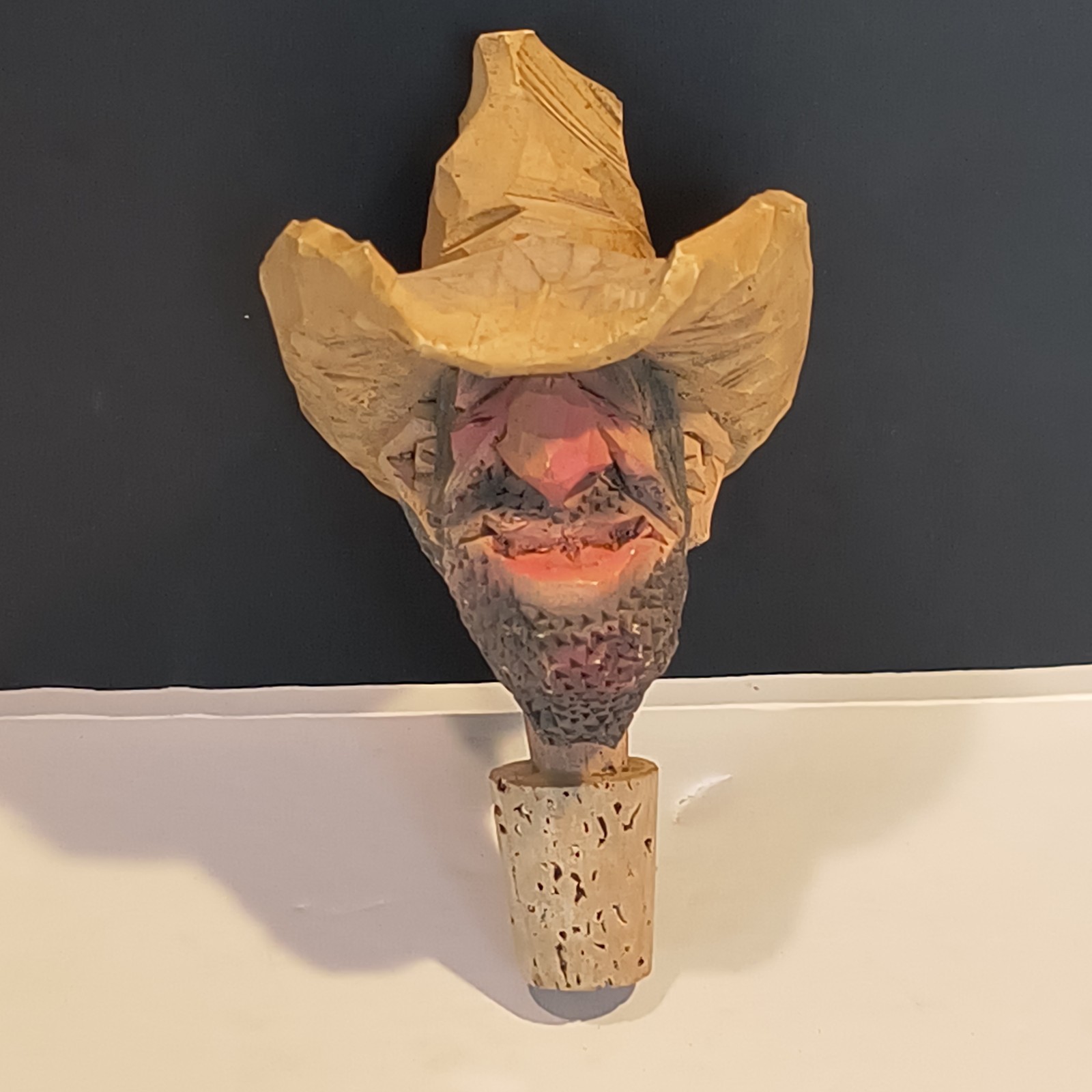 Vintage Spit N Whittle SNUFFY WRANGLER Bottle Stopper Chris Hammack Cowboy 1973