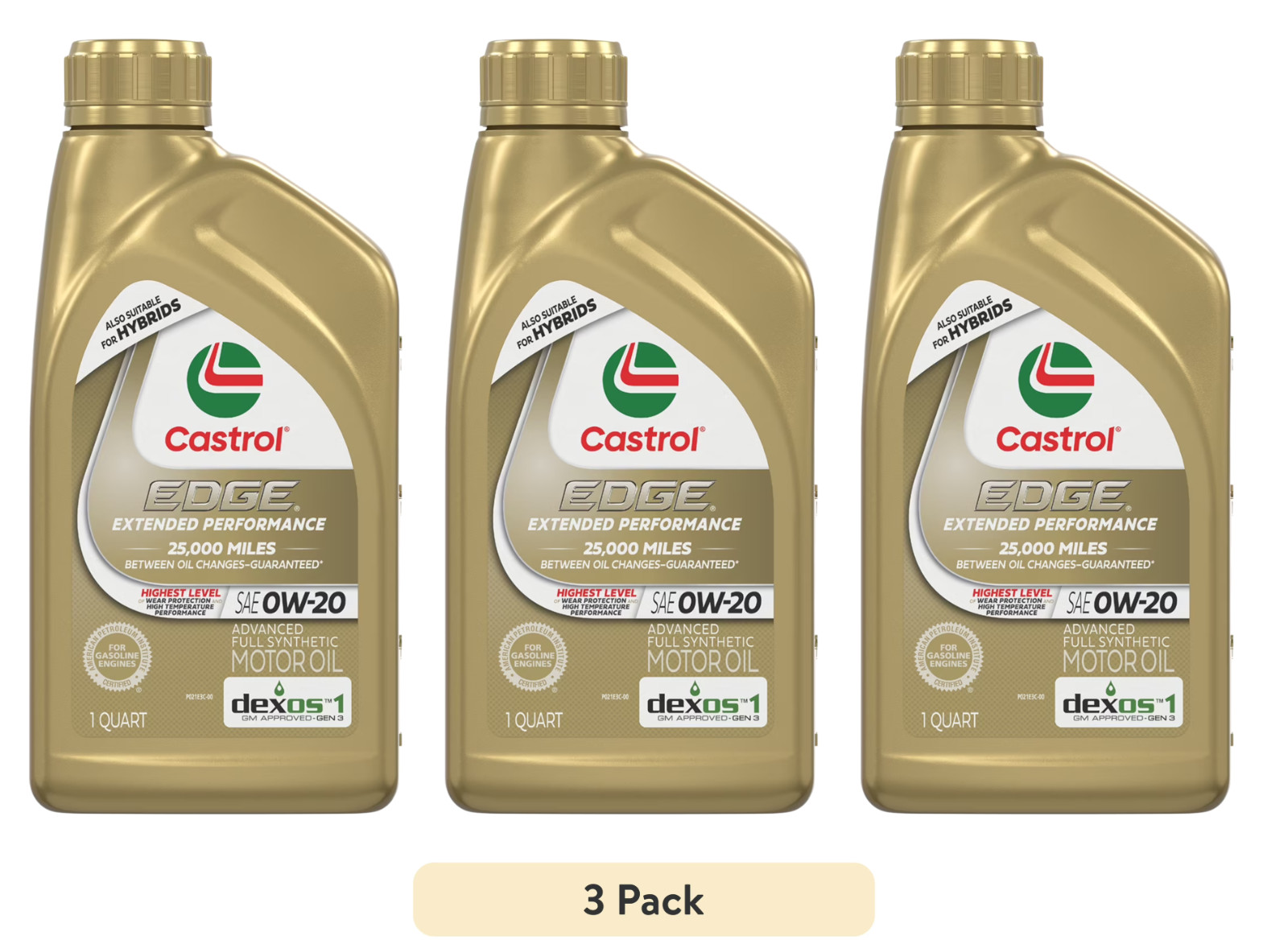 Castrol EDGE 0W-20 Advanced Full Synthetic Motor Oil (3 packs) Extended Perf
