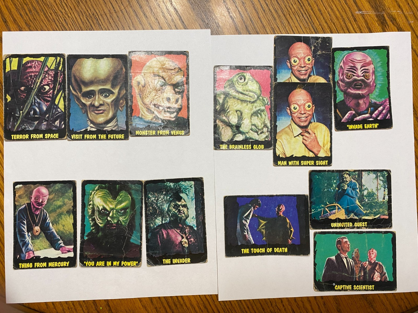 Set of 13 outer limits trading cards 1964; fair condition
