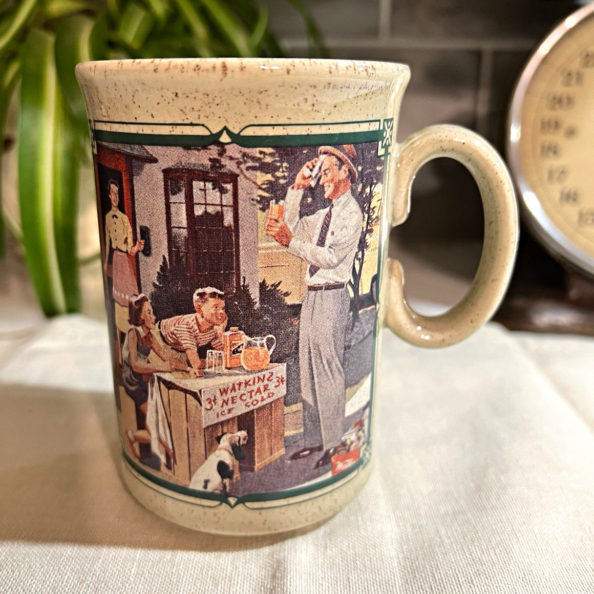 Vintage Watkins 1955 Calendar Stoneware Coffee Mug Made in England Nectar Stand 
