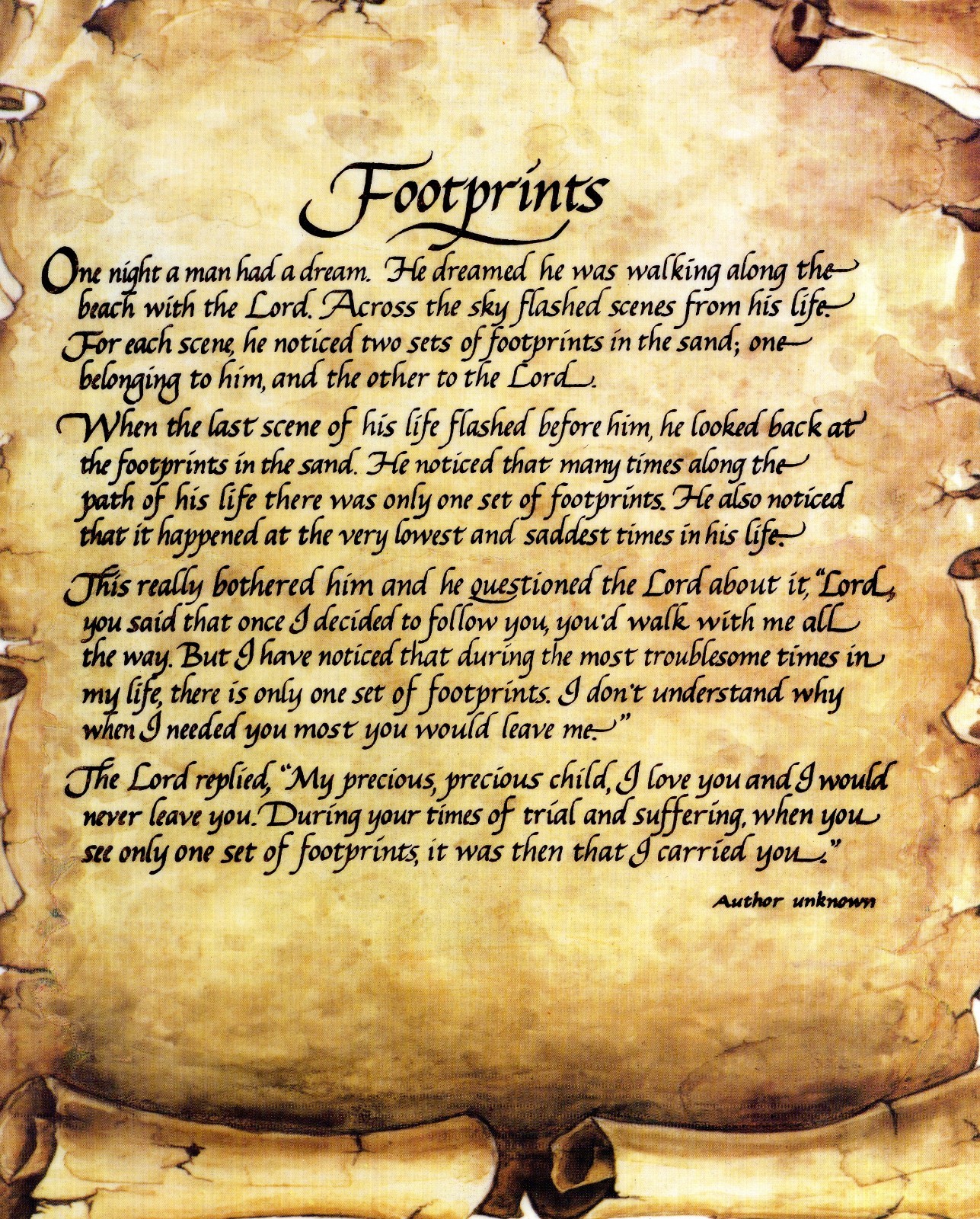 Catholic print picture -  FOOTPRINTS  -   8