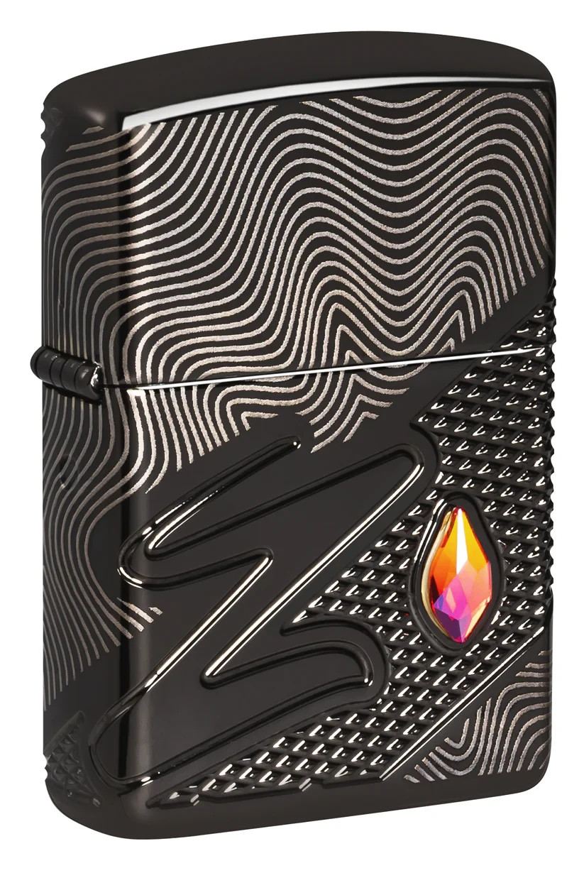 Zippo Z Crystal Design Armor® Texture High Polish Black MultiCut Design 46928 Zippo Z Crystal Design Armor® Texture High Polish Black MultiCut Design 46928