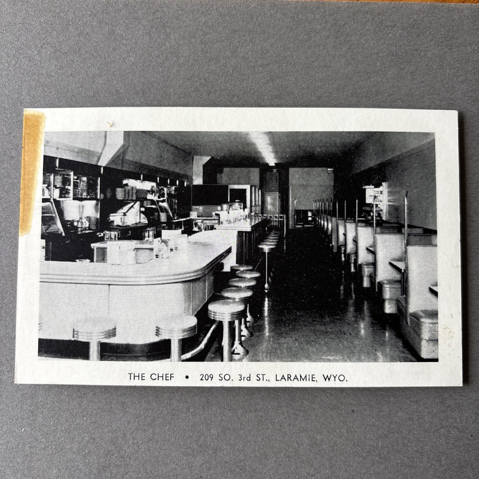 WY POSTCARD The Chef Diner Restaurant Laramie Wyoming posted 1952 ad