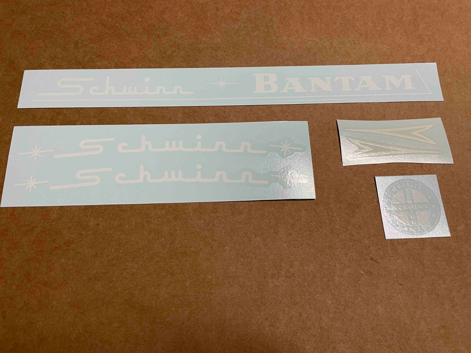 Schwinn Approved Bantam Bicycle Complete White Decal Set Schwinn Approved Bantam Bicycle Complete White Decal Set