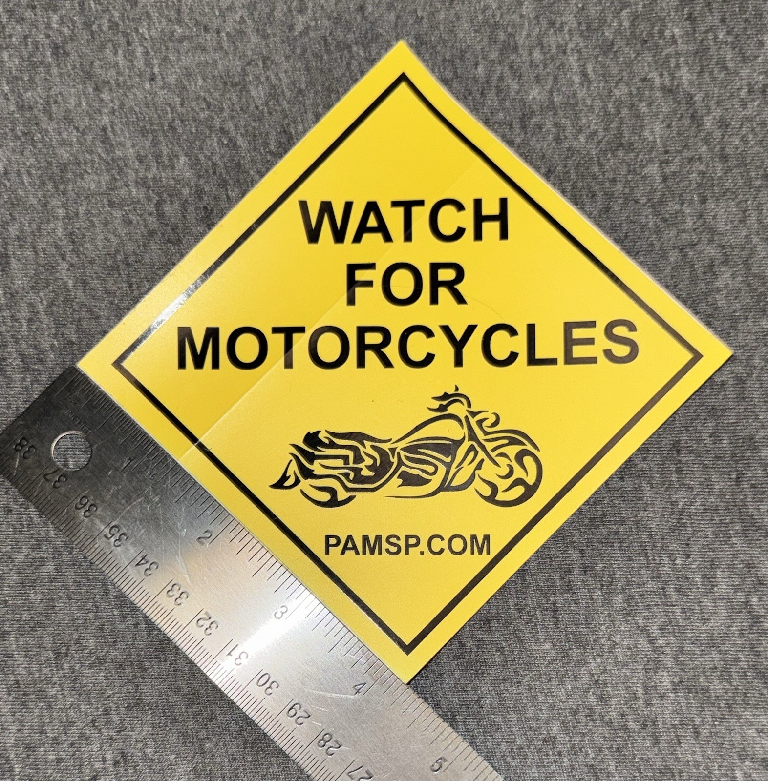 Watch For Motorcycles Yellow Decal, Bumper Sticker, Window Sticker
