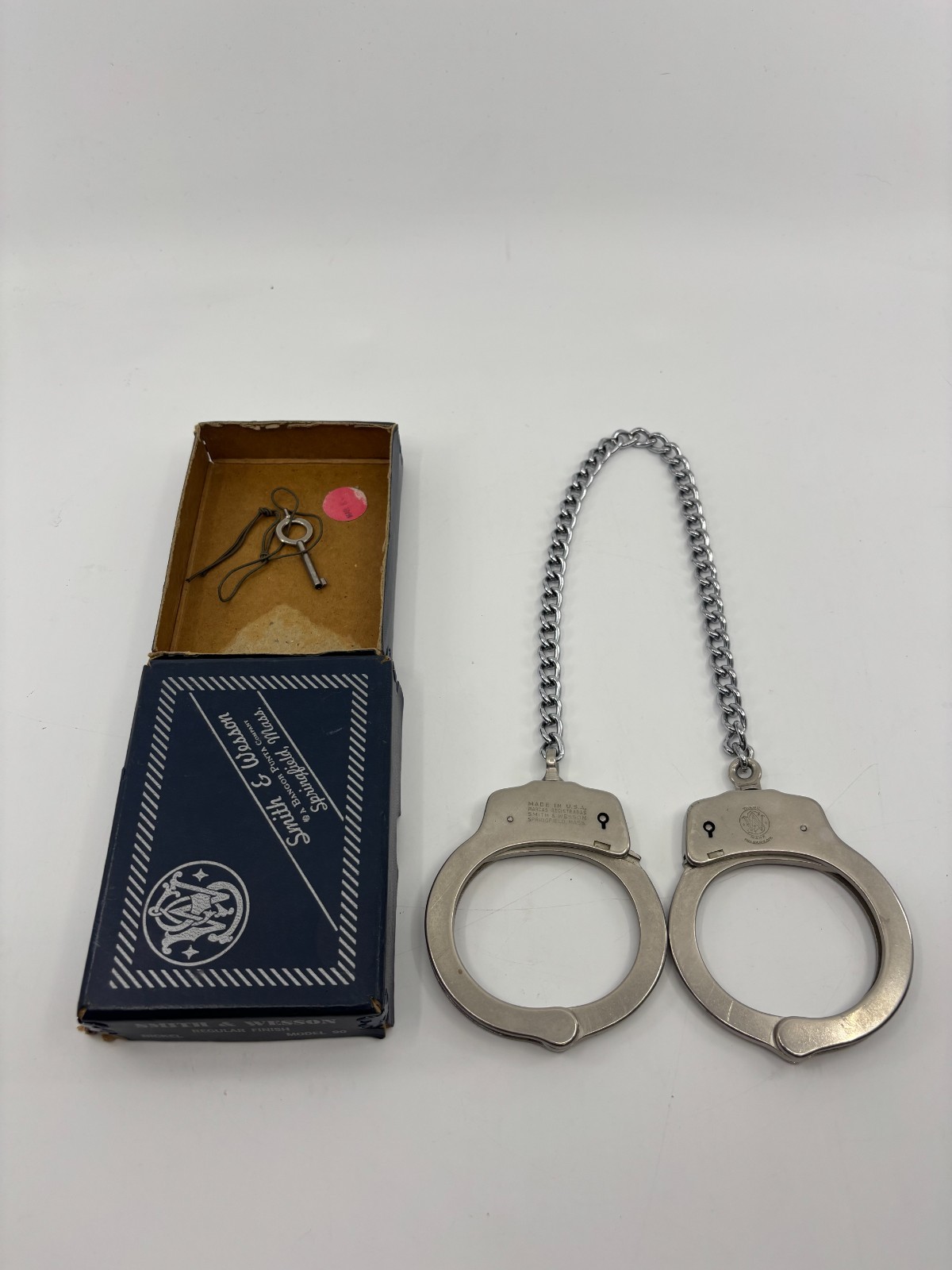 Vintage Smith & Wesson Model 90 Handcuffs Long Chain